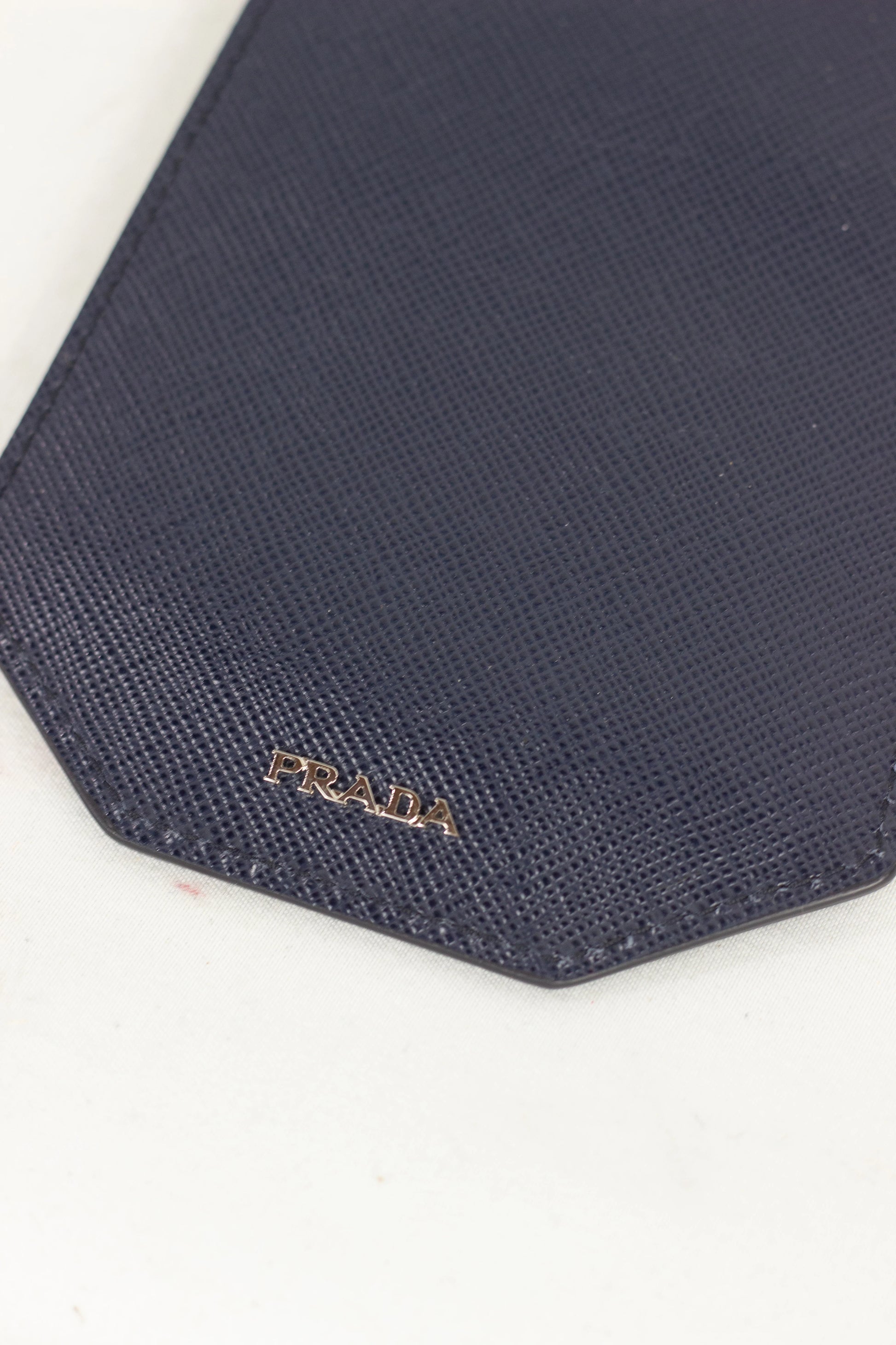 Blue and Grey Saffiano Leather Suitcase Tag