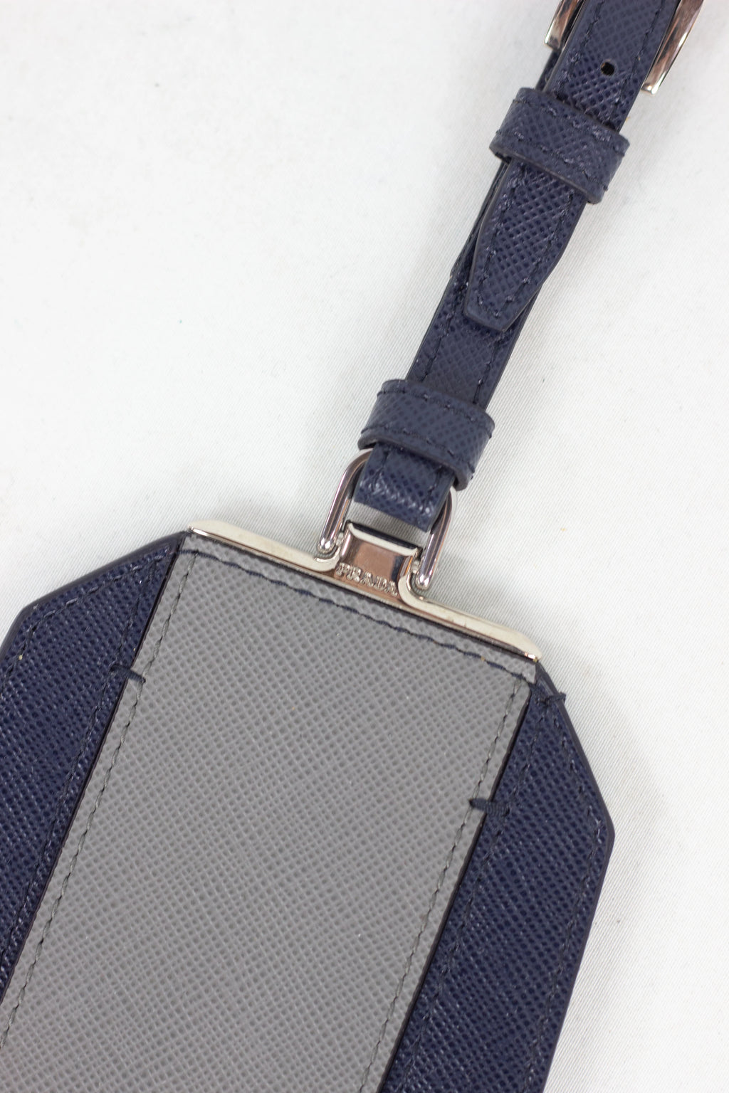 Blue and Grey Saffiano Leather Suitcase Tag