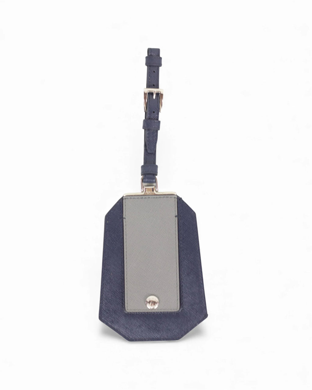 Blue and Grey Saffiano Leather Suitcase Tag