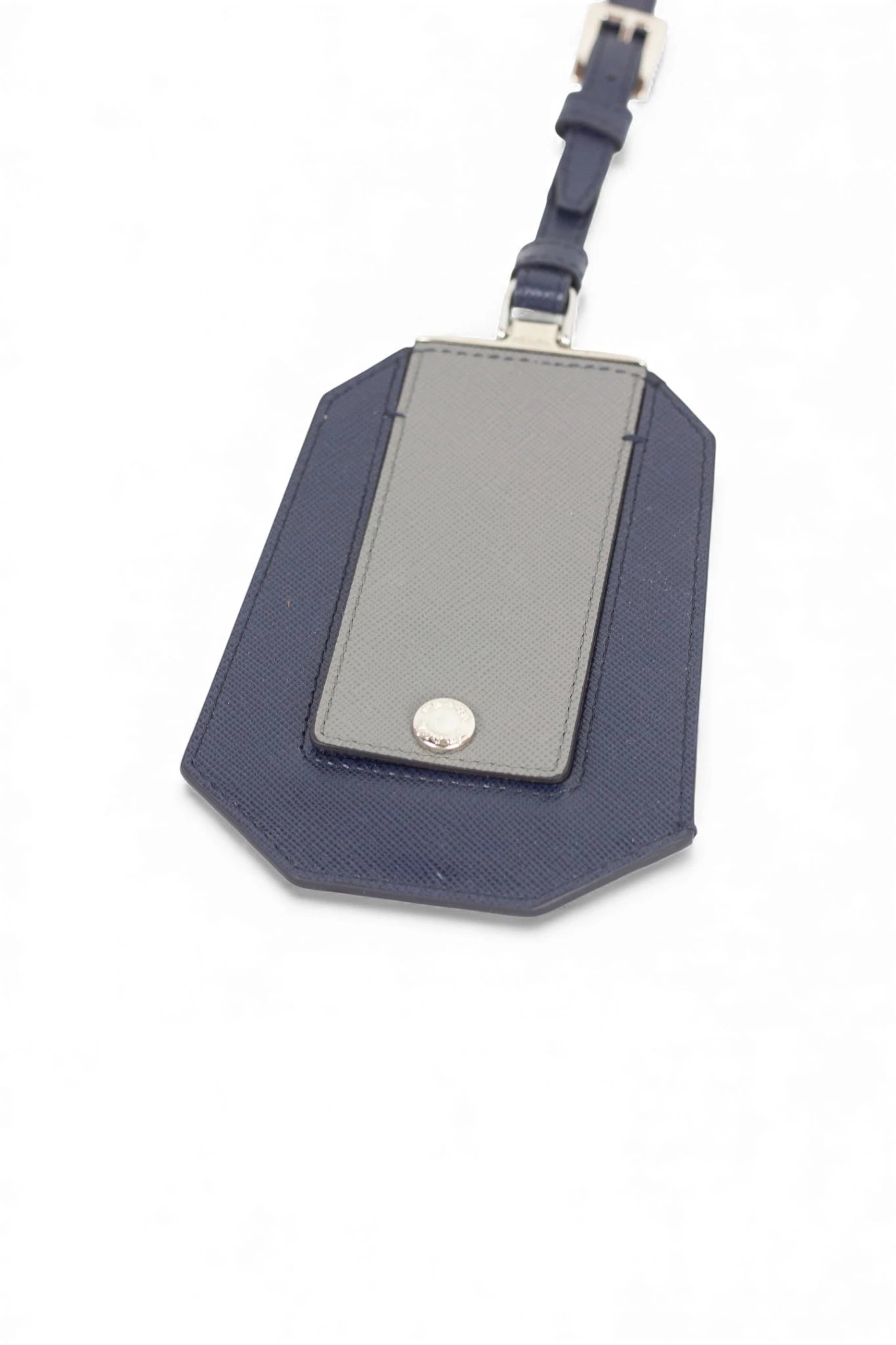 Blue and Grey Saffiano Leather Suitcase Tag