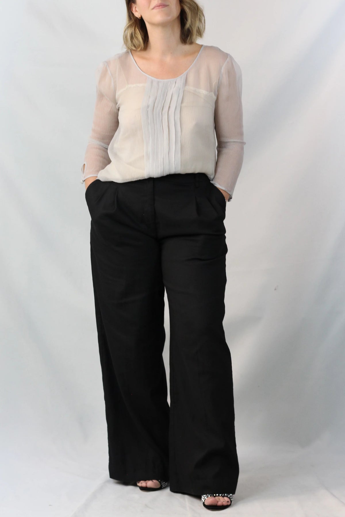 Ivory Silk Pleated Blouse