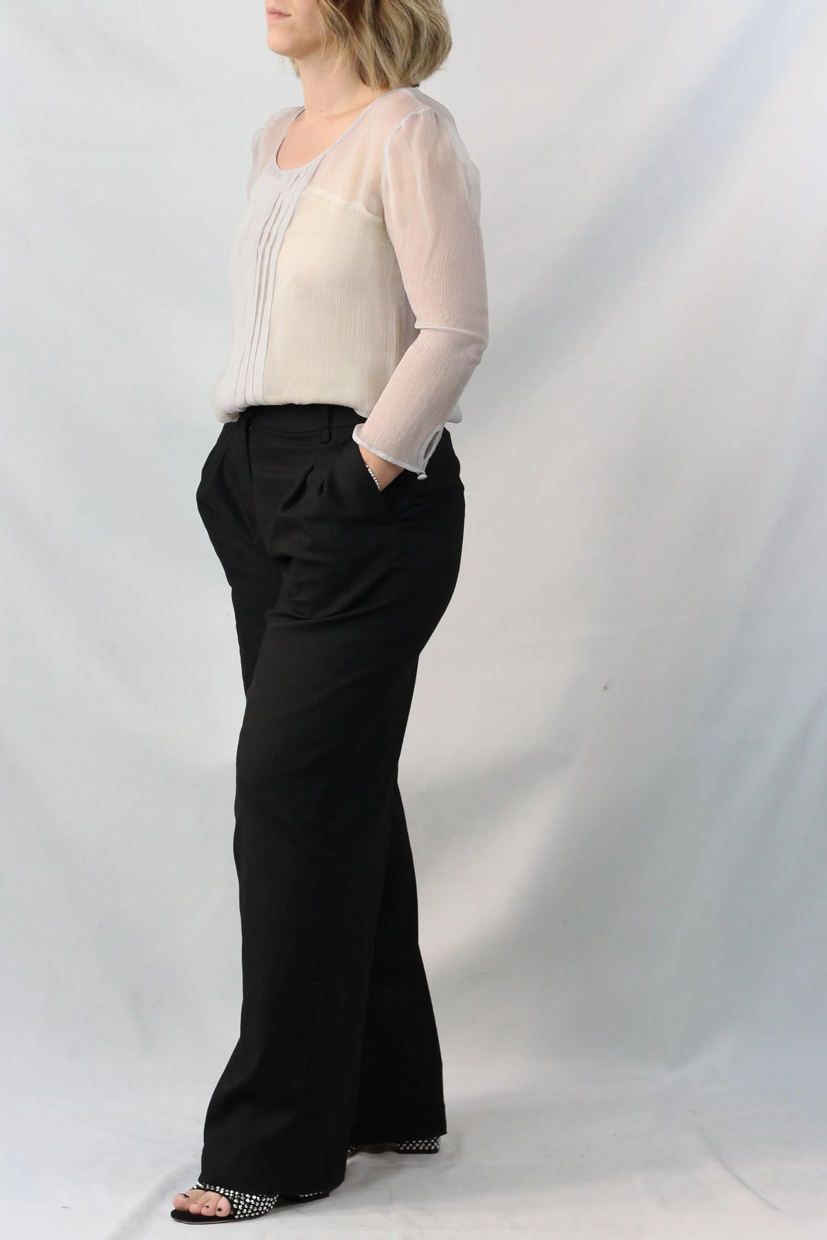 Ivory Silk Pleated Blouse
