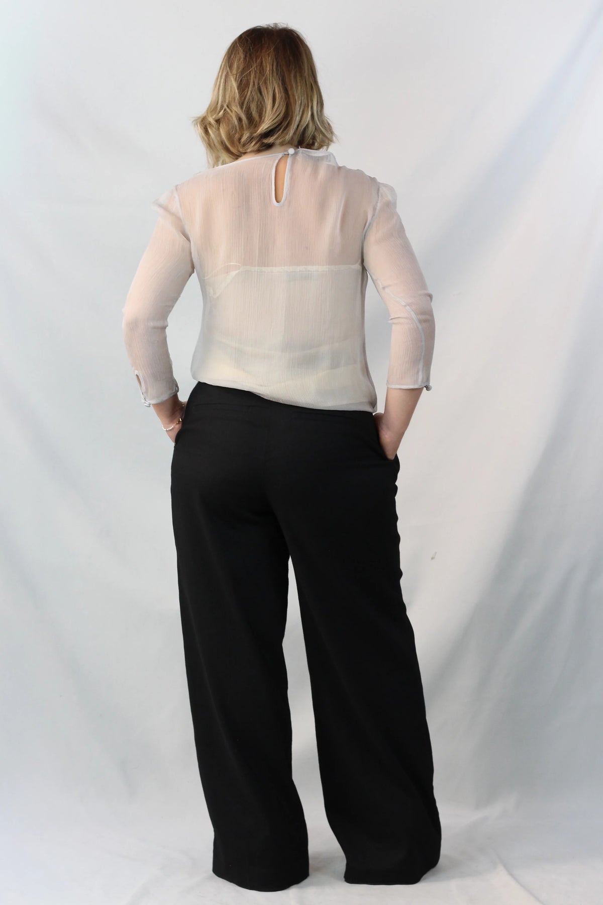 Ivory Silk Pleated Blouse