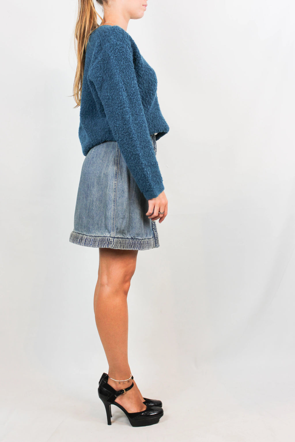 Turquoise boucle effect sweater