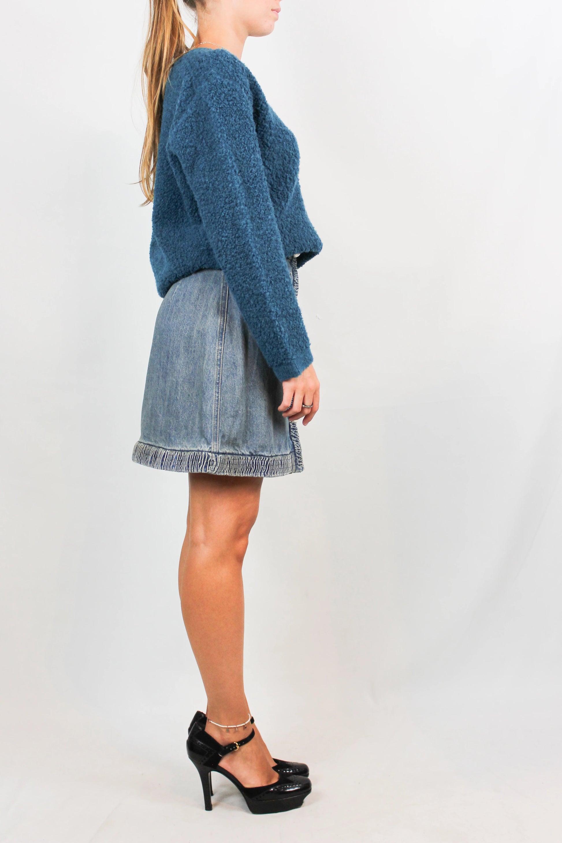 Turquoise boucle effect sweater