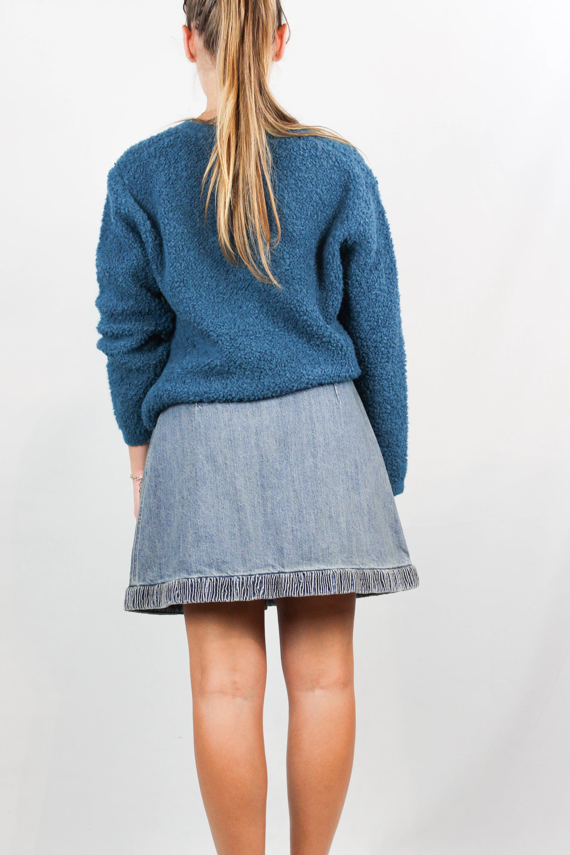Turquoise boucle effect sweater