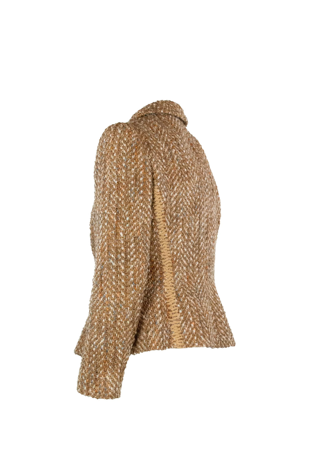 Beige and Pink Tweed Fitted Blazer