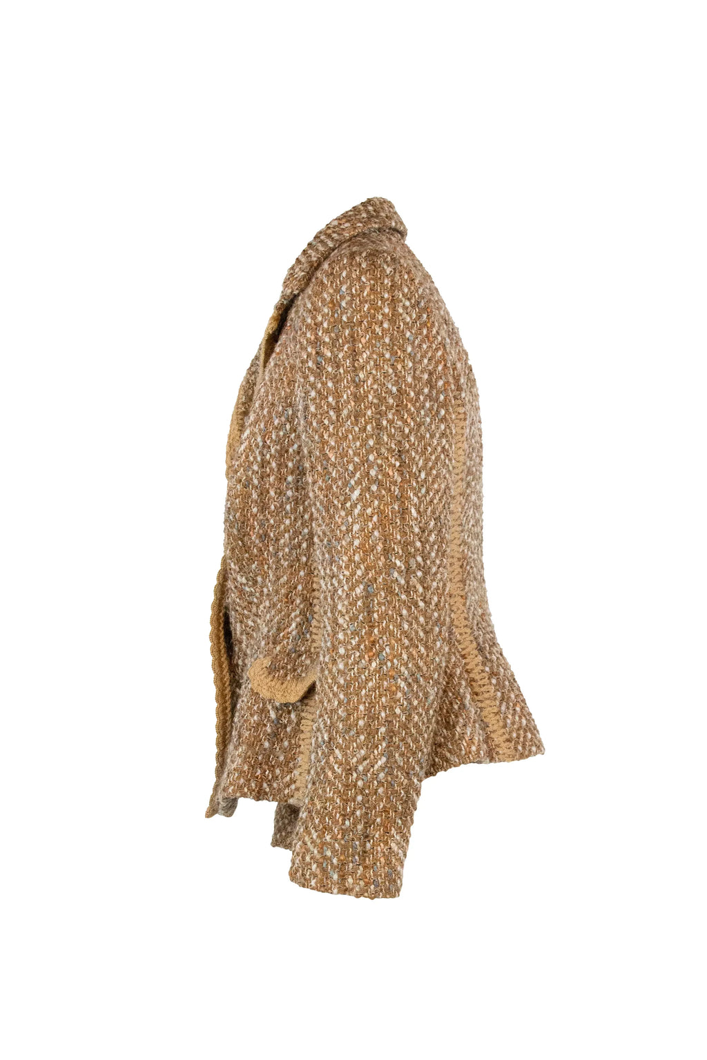 Beige and Pink Tweed Fitted Blazer