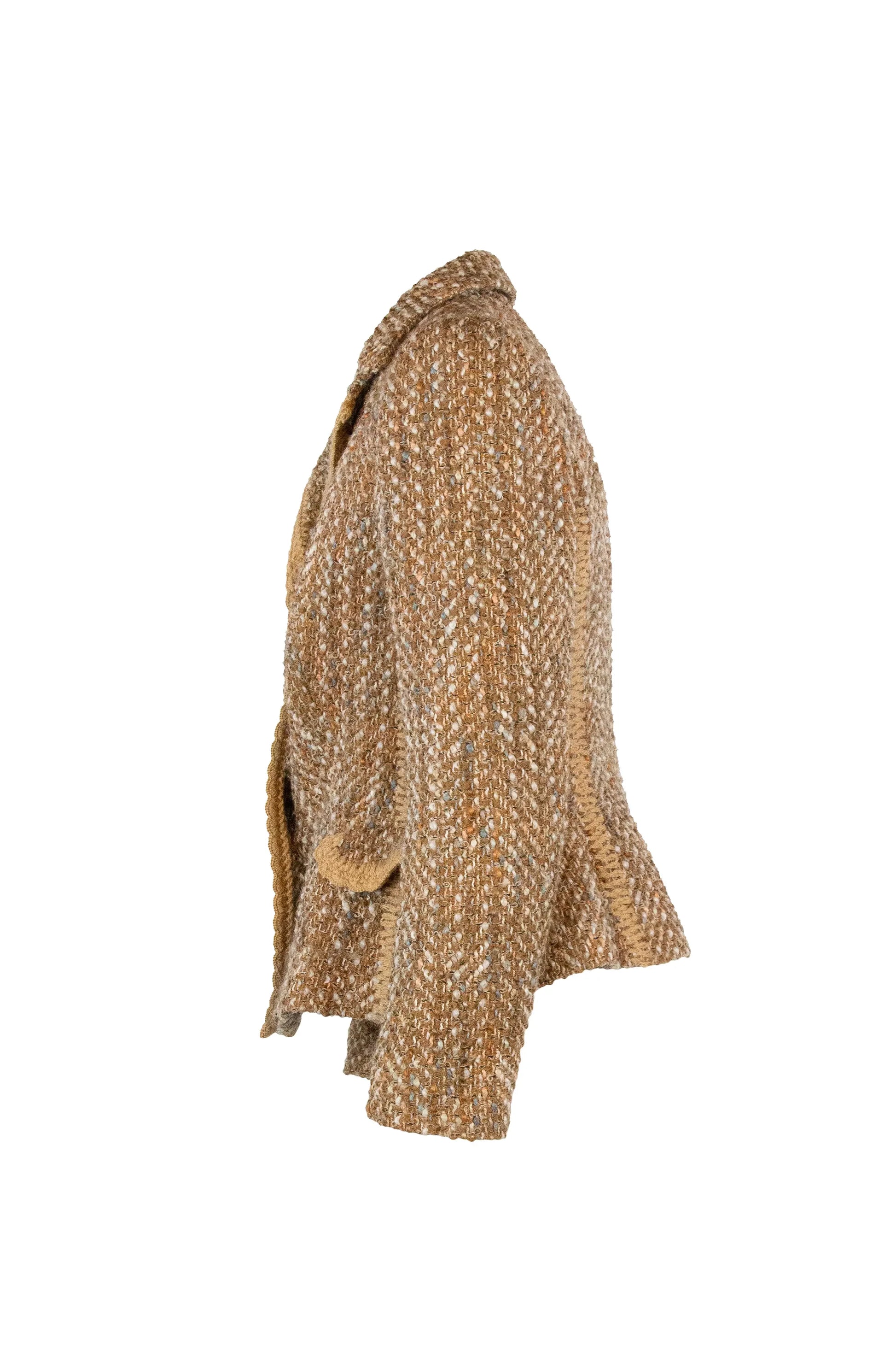 Beige and Pink Tweed Fitted Blazer