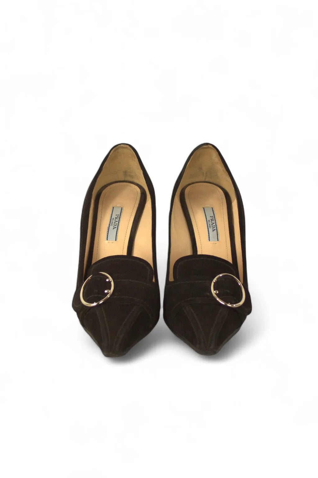 Vintage suede pumps with buckle