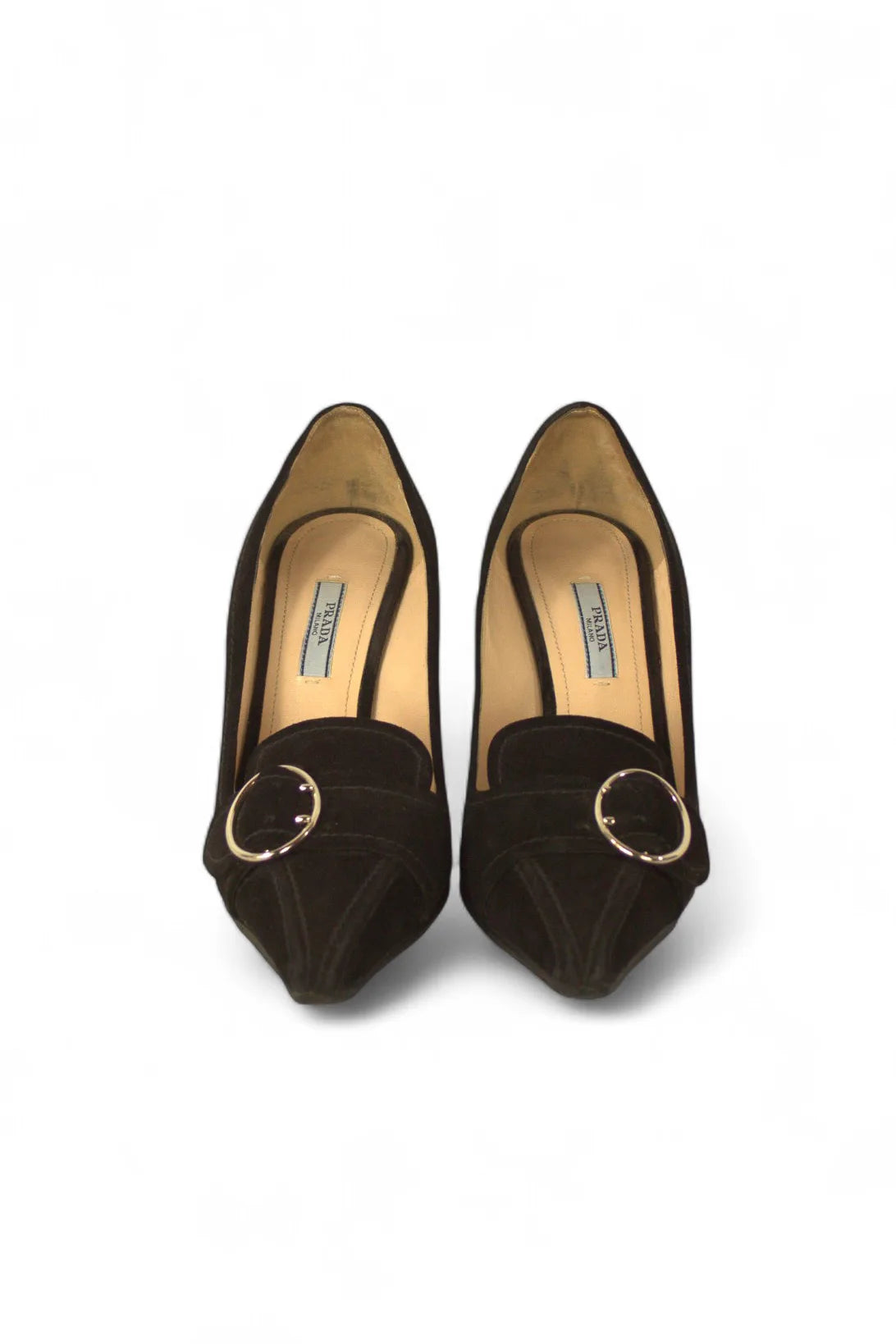 Vintage suede pumps with buckle