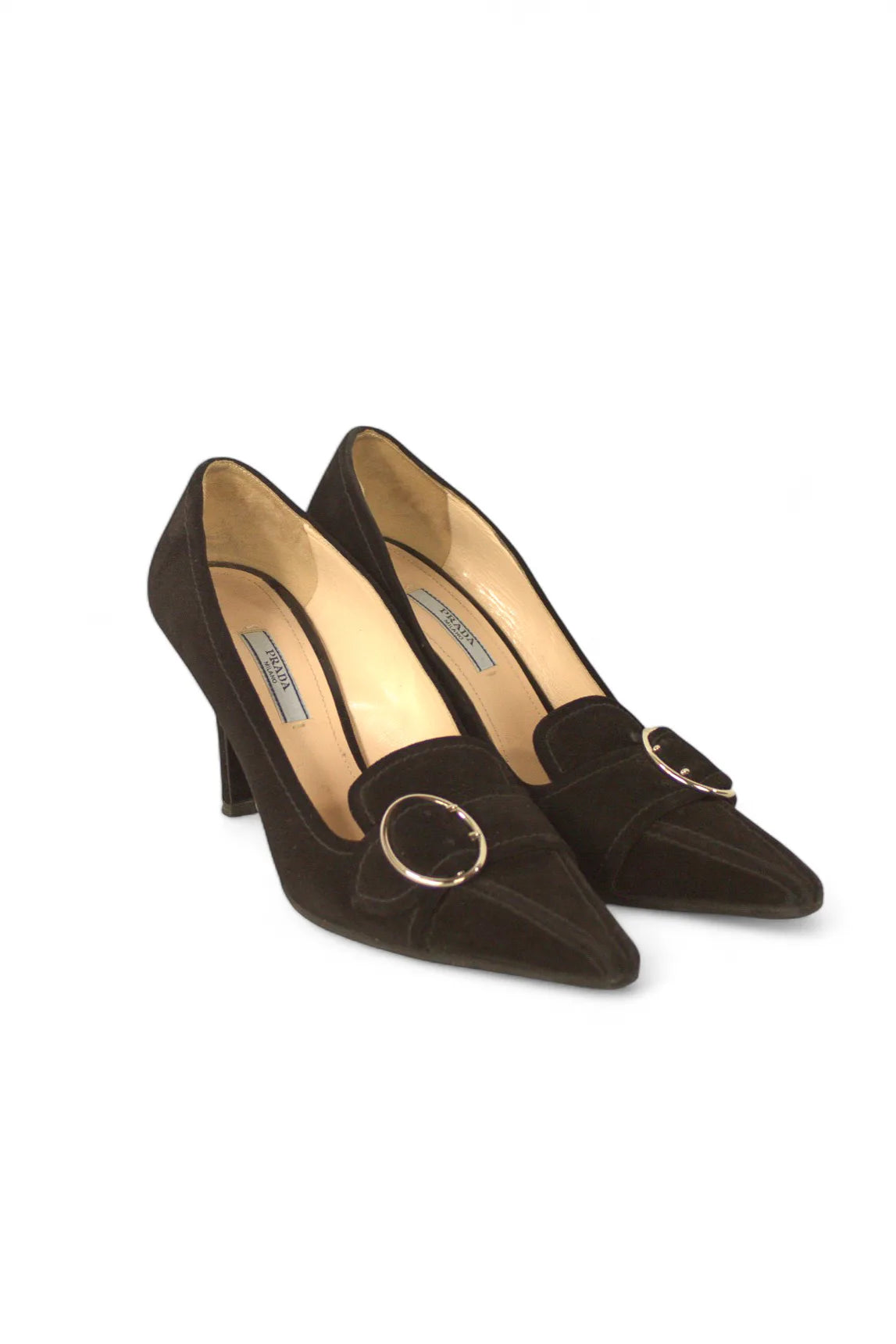 Vintage suede pumps with buckle