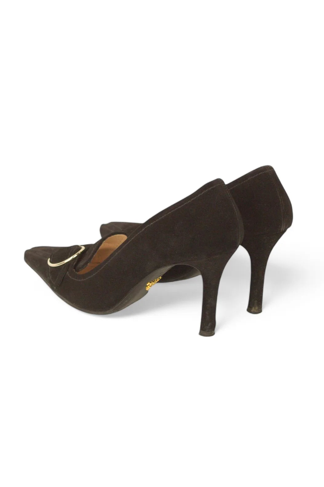 Vintage suede pumps with buckle