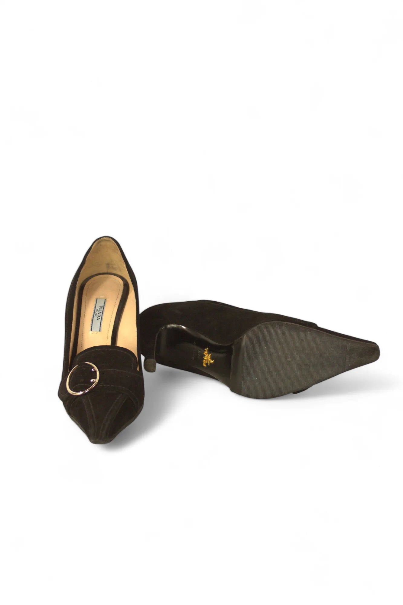 Vintage suede pumps with buckle