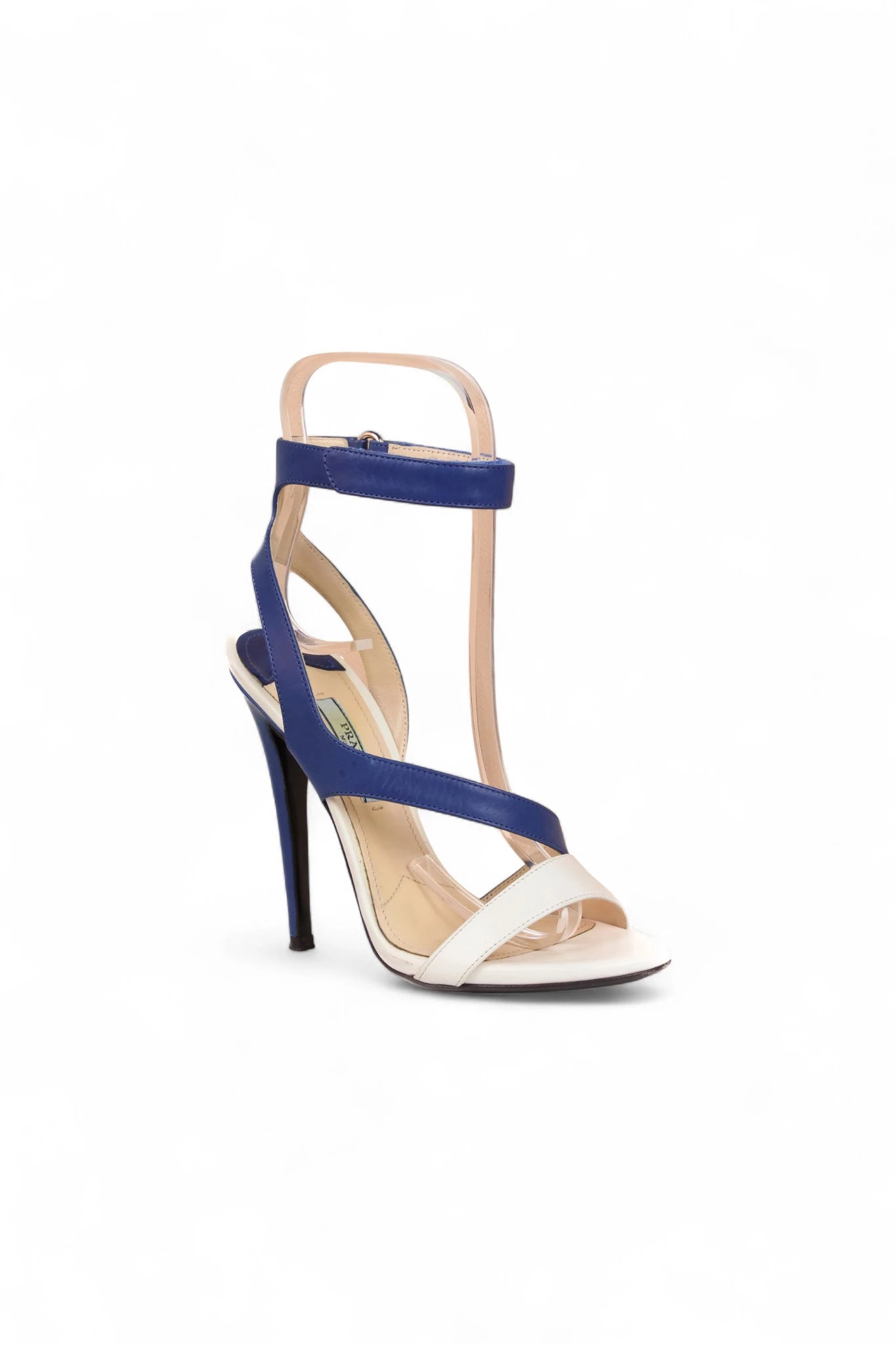 White and Blue Stiletto Sandals