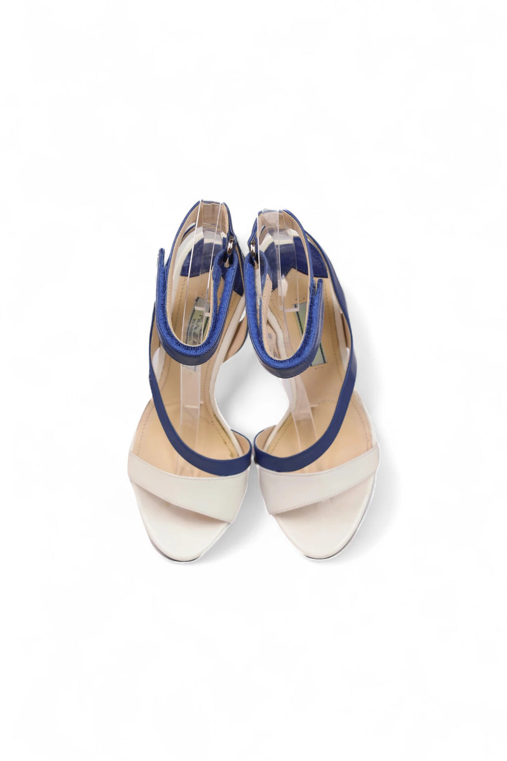 White and Blue Stiletto Sandals