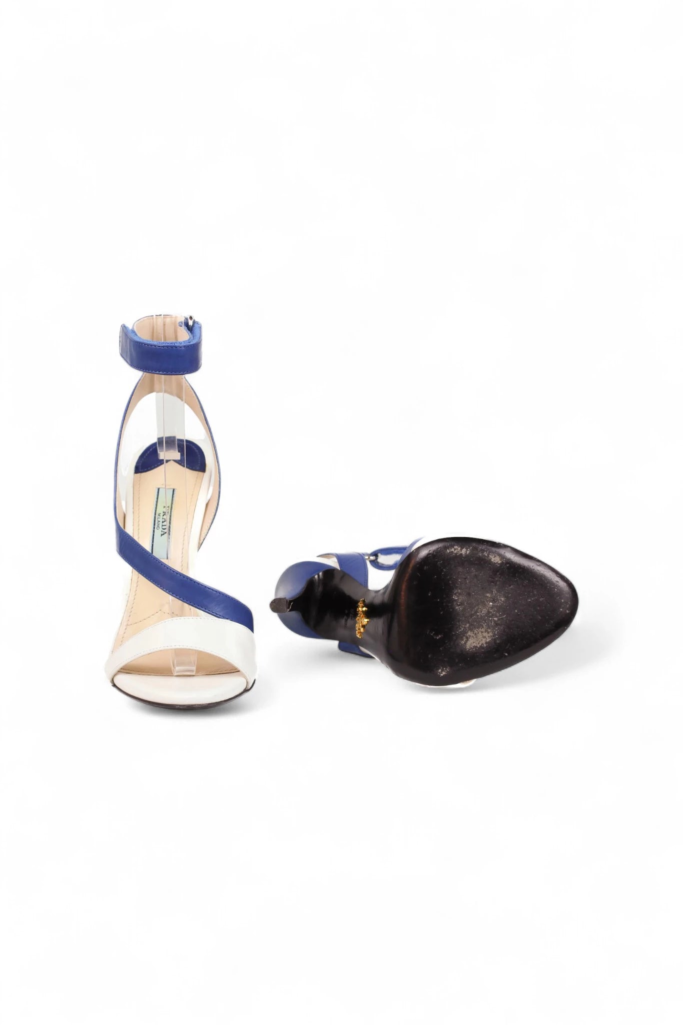 White and Blue Stiletto Sandals