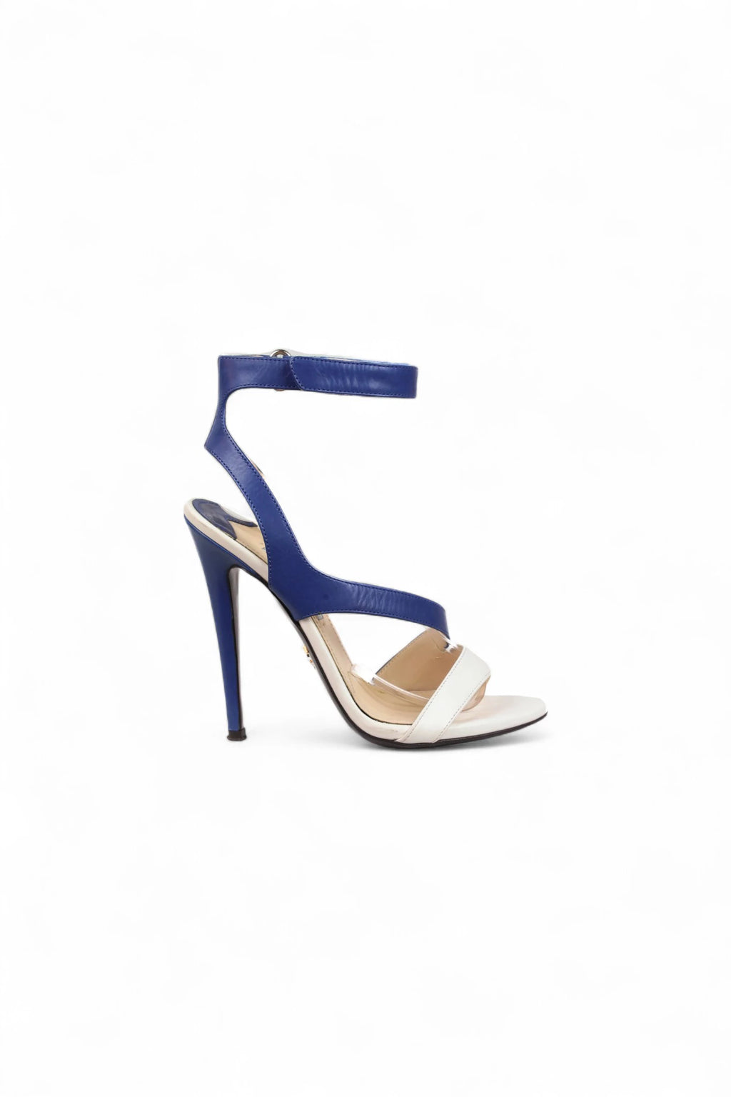 White and Blue Stiletto Sandals