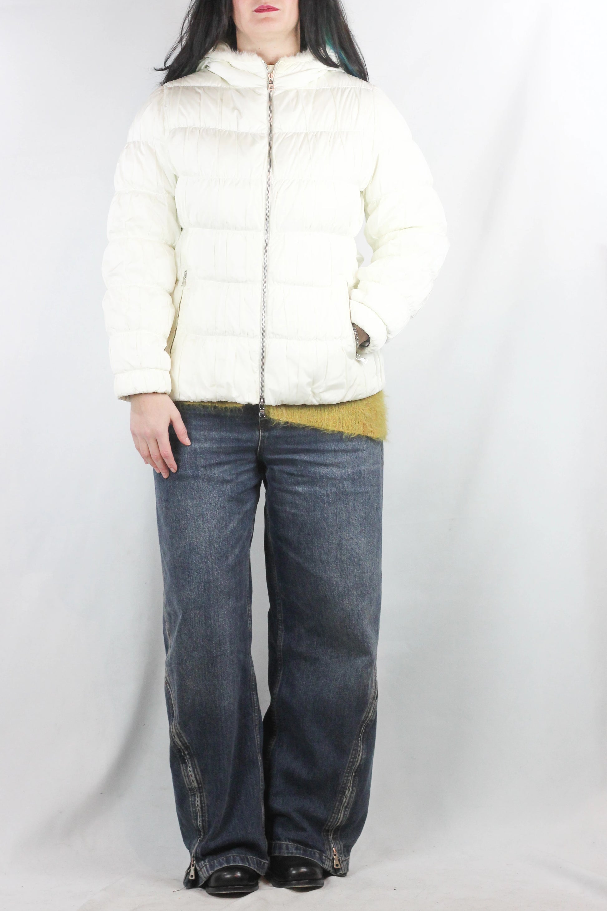 White Slim Fit Puffer Jacket