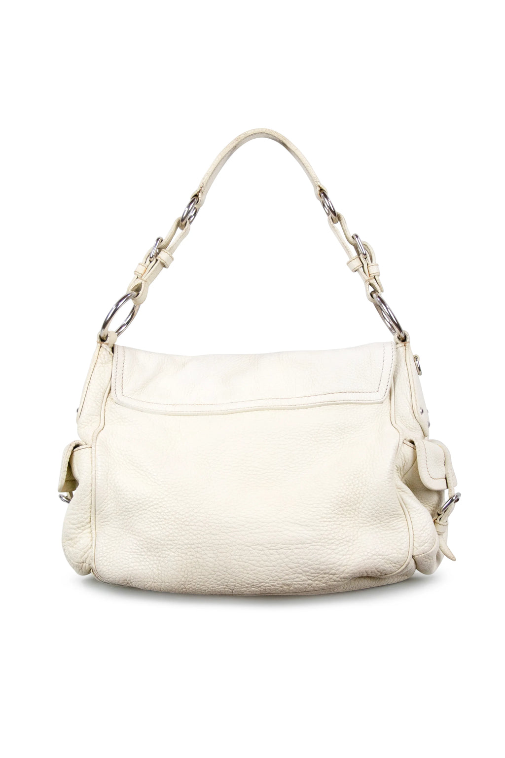 White textured shoulder bag