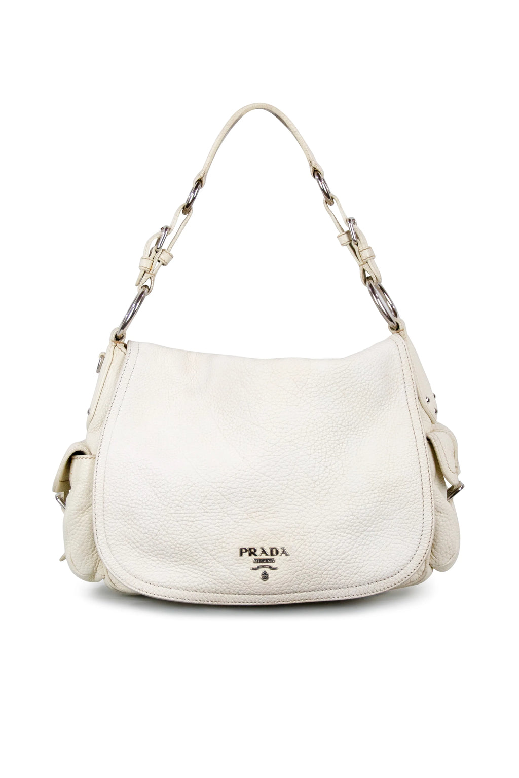 White textured shoulder bag