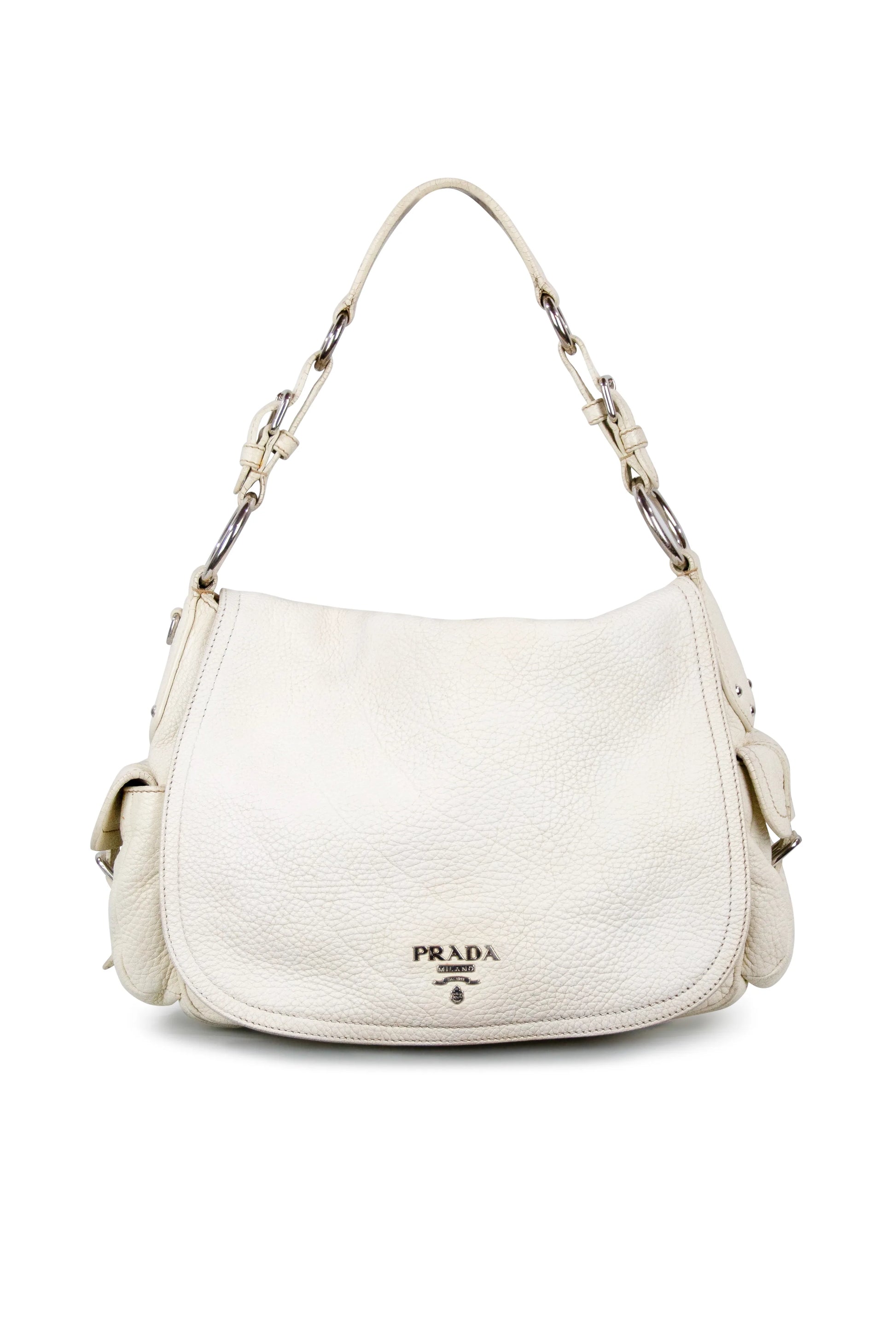 White textured shoulder bag
