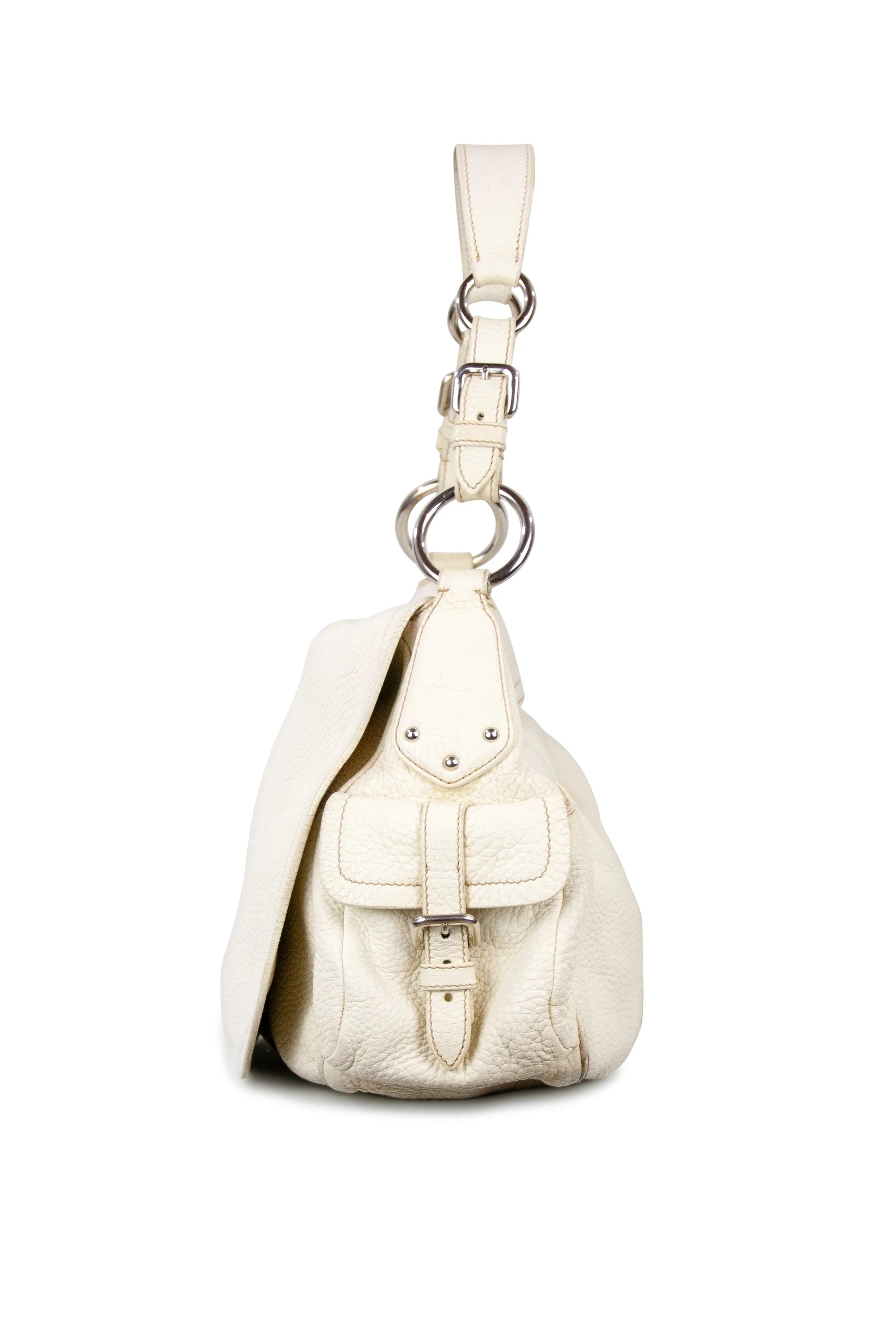 White textured shoulder bag