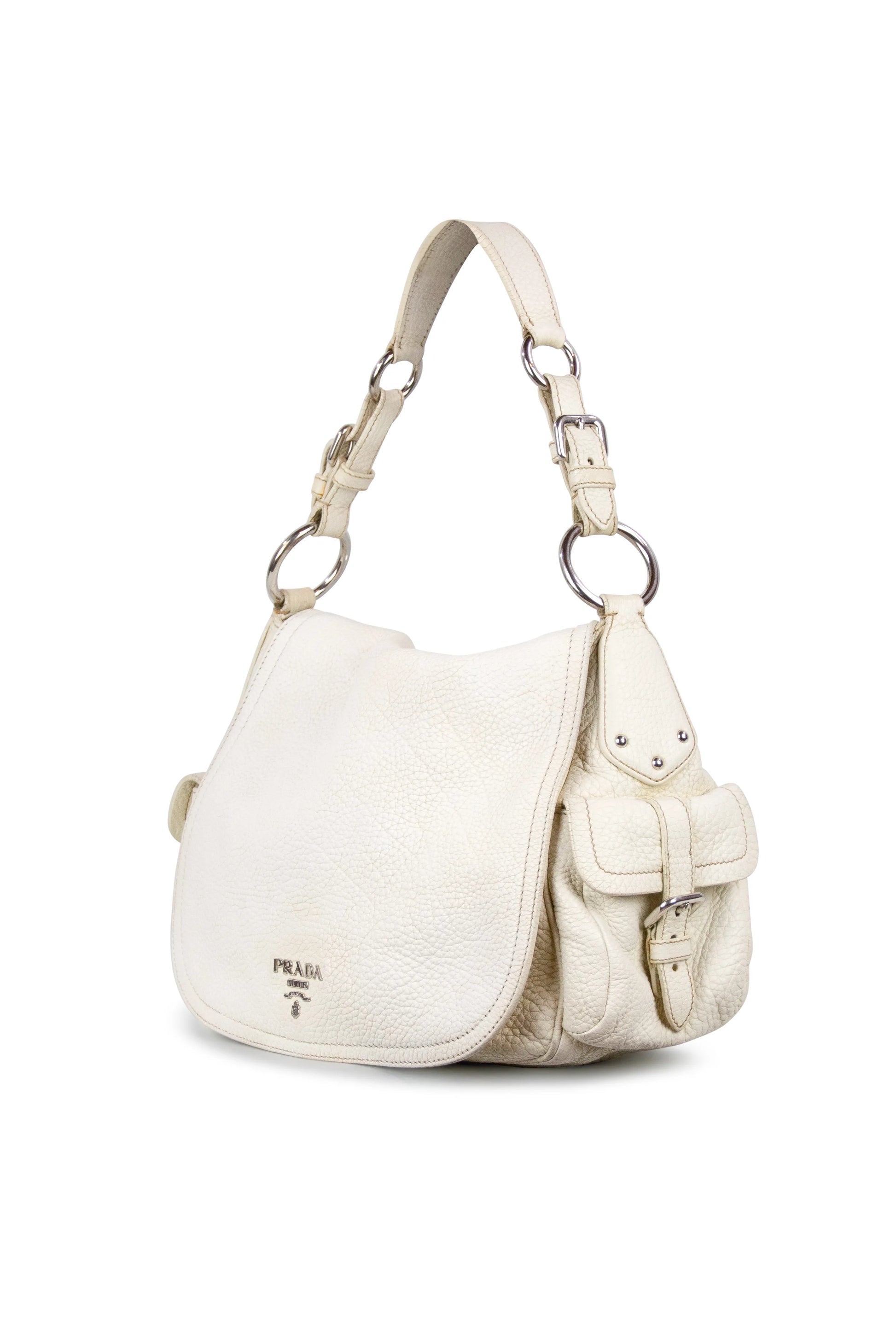 White textured shoulder bag