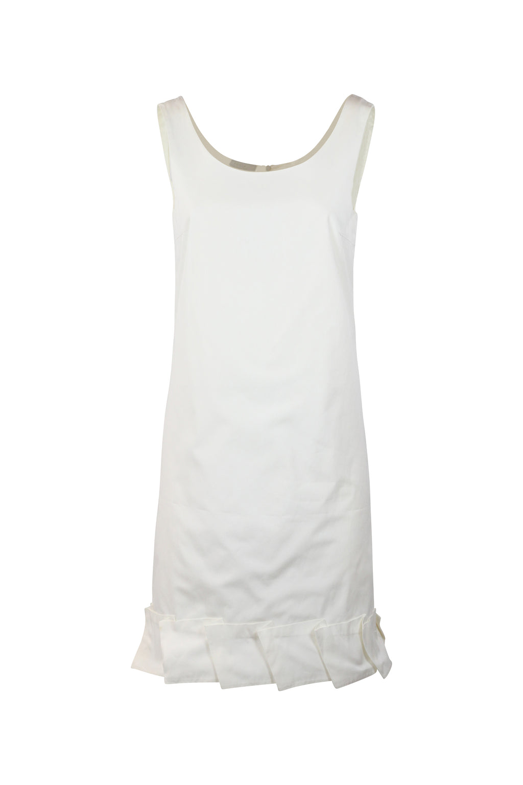 White Cotton Sleeveless Shift Dress