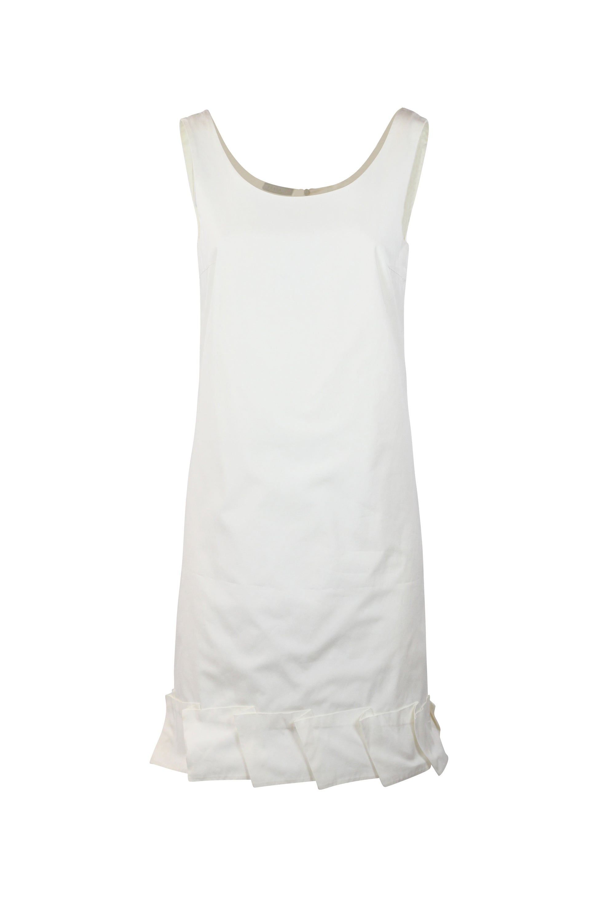 White Cotton Sleeveless Shift Dress
