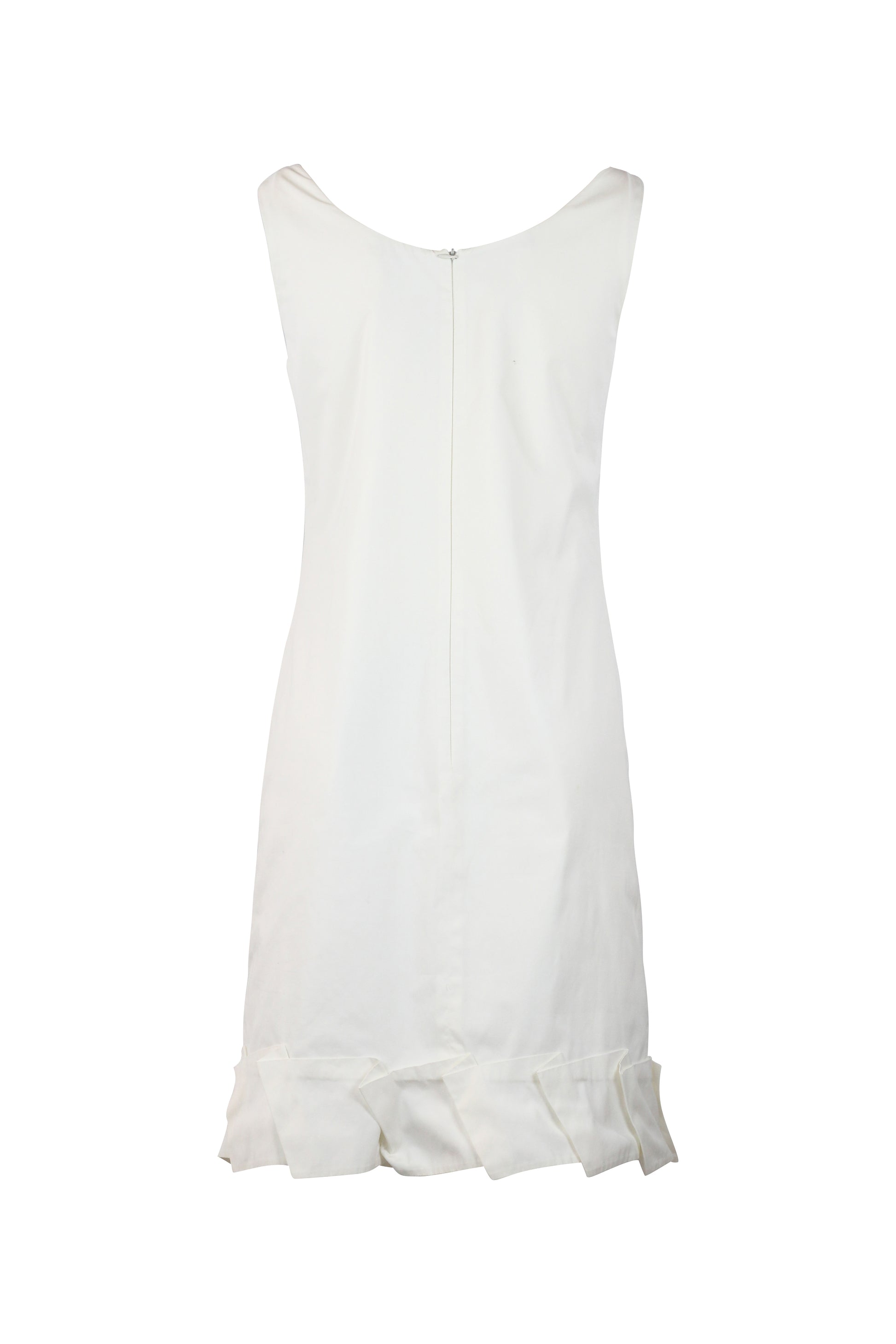 White Cotton Sleeveless Shift Dress
