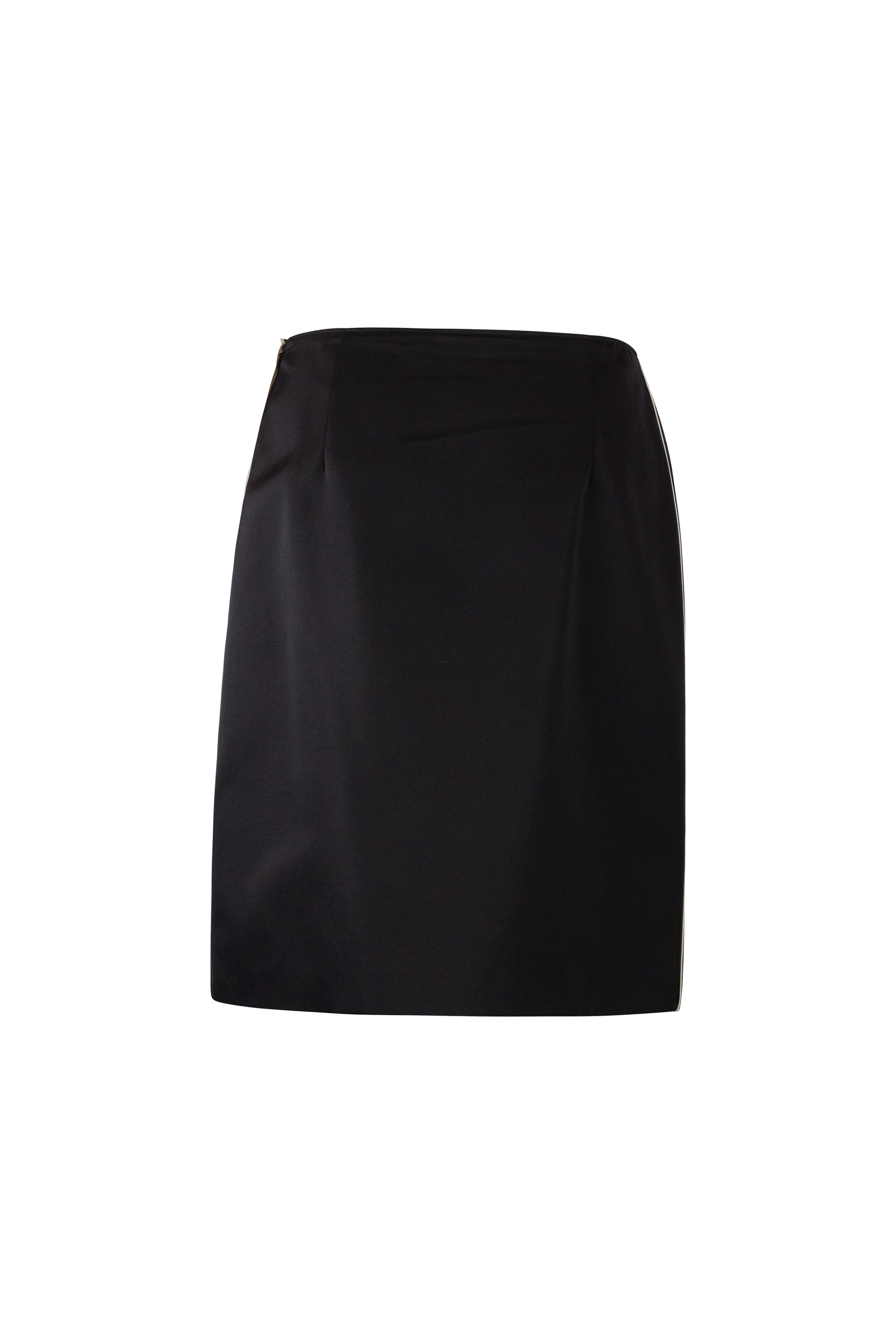 Black Cotton-Silk Skirt with White Line Details SS2016