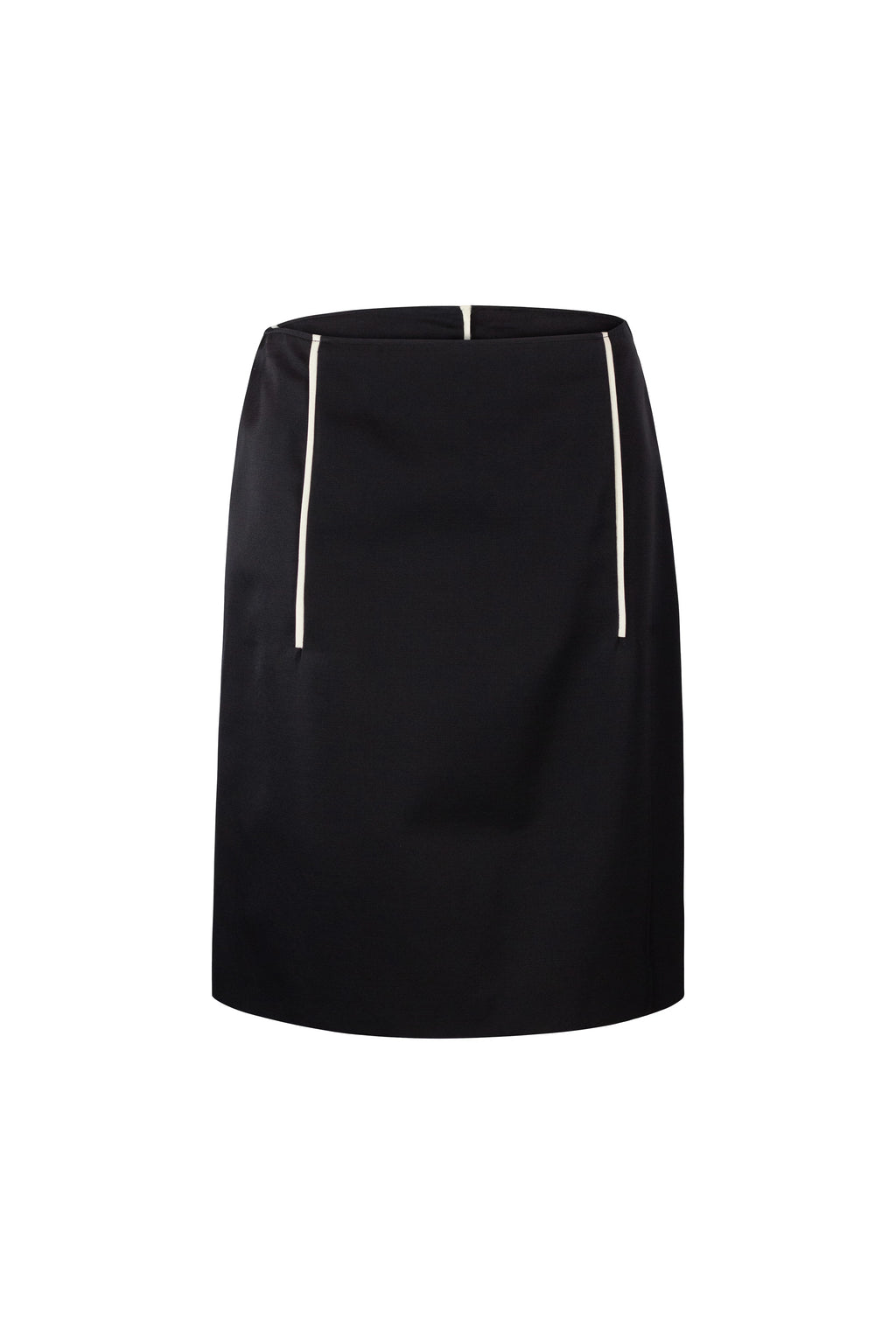 Black Cotton-Silk Skirt with White Line Details SS2016