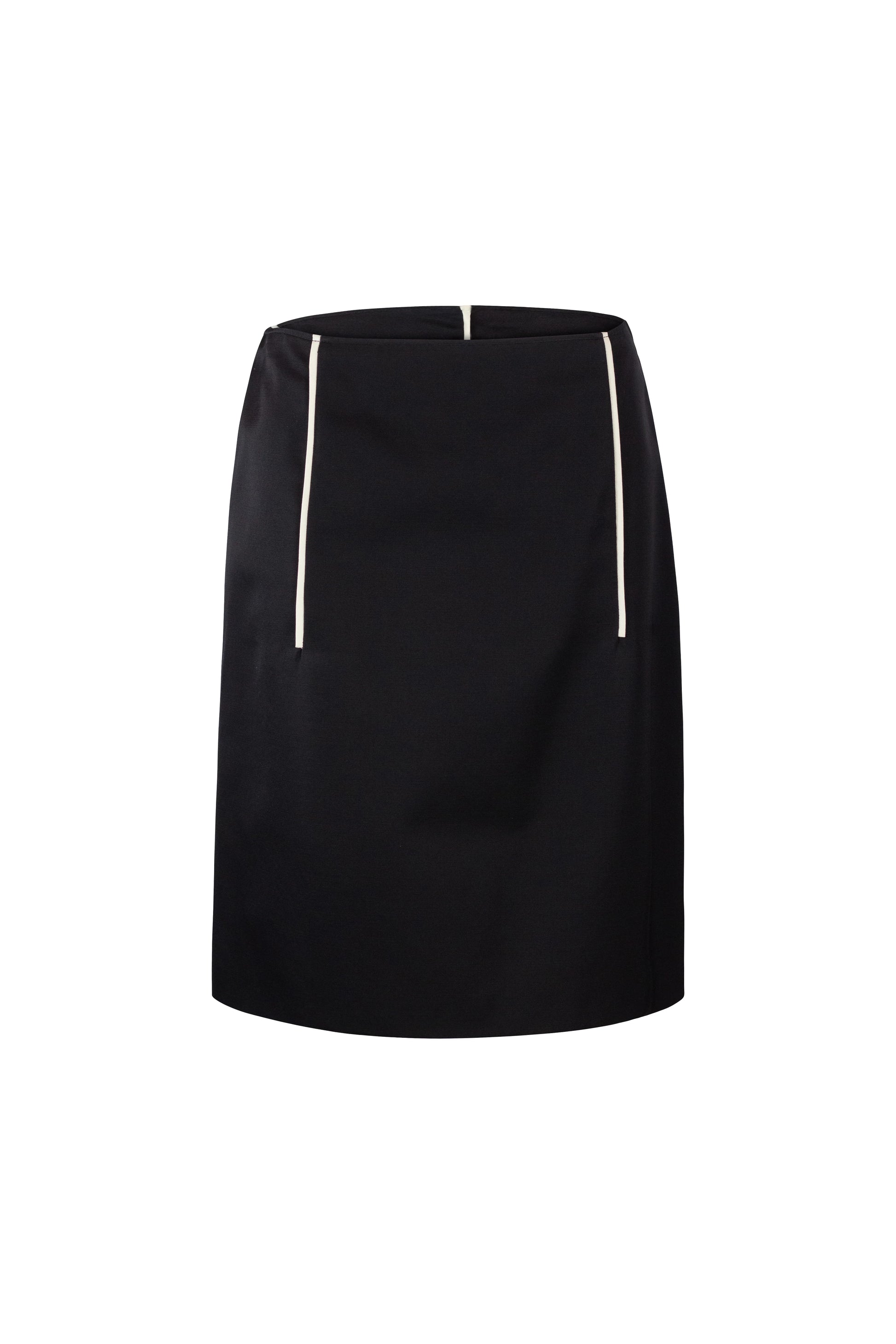 Black Cotton-Silk Skirt with White Line Details SS2016