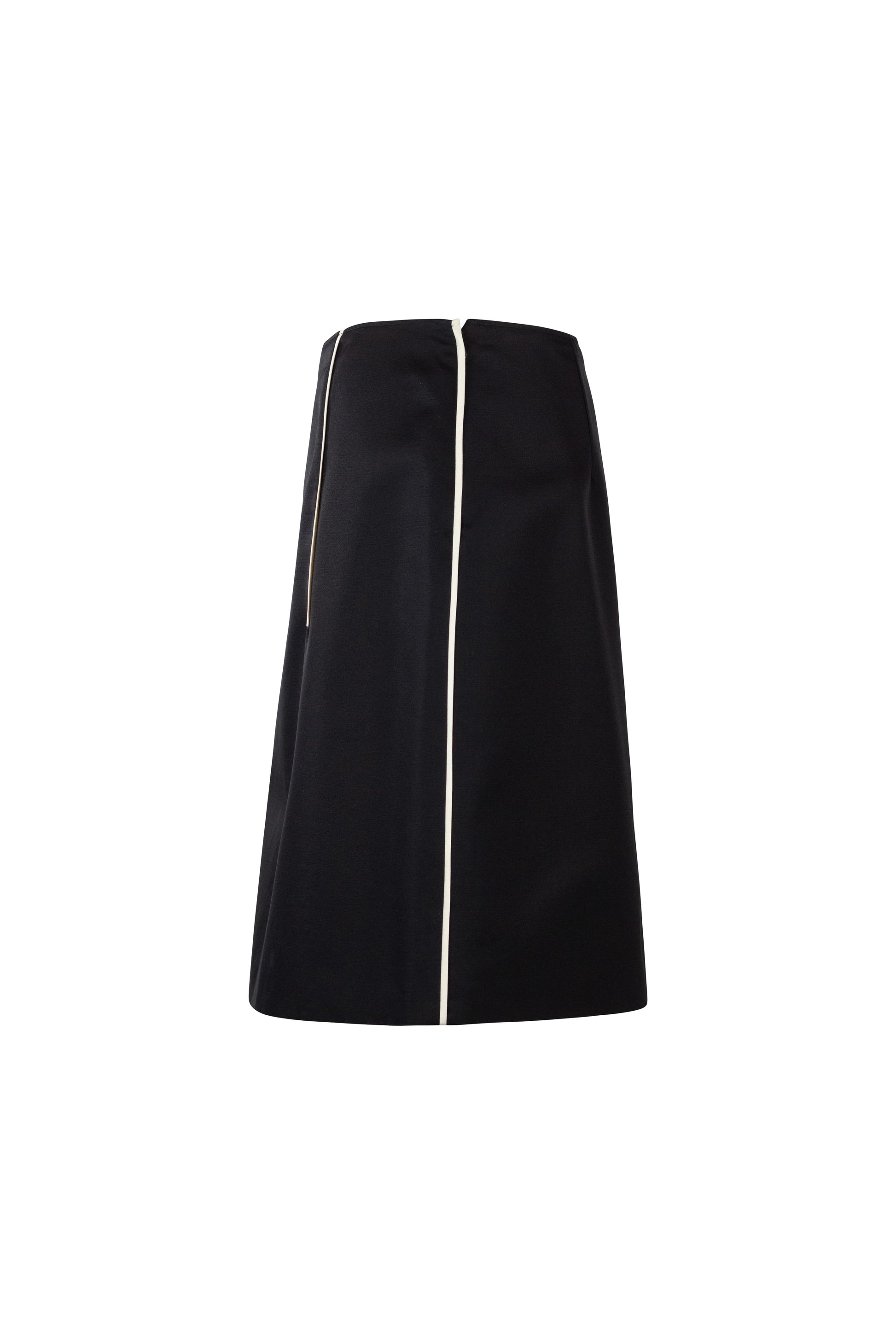 Black Cotton-Silk Skirt with White Line Details SS2016