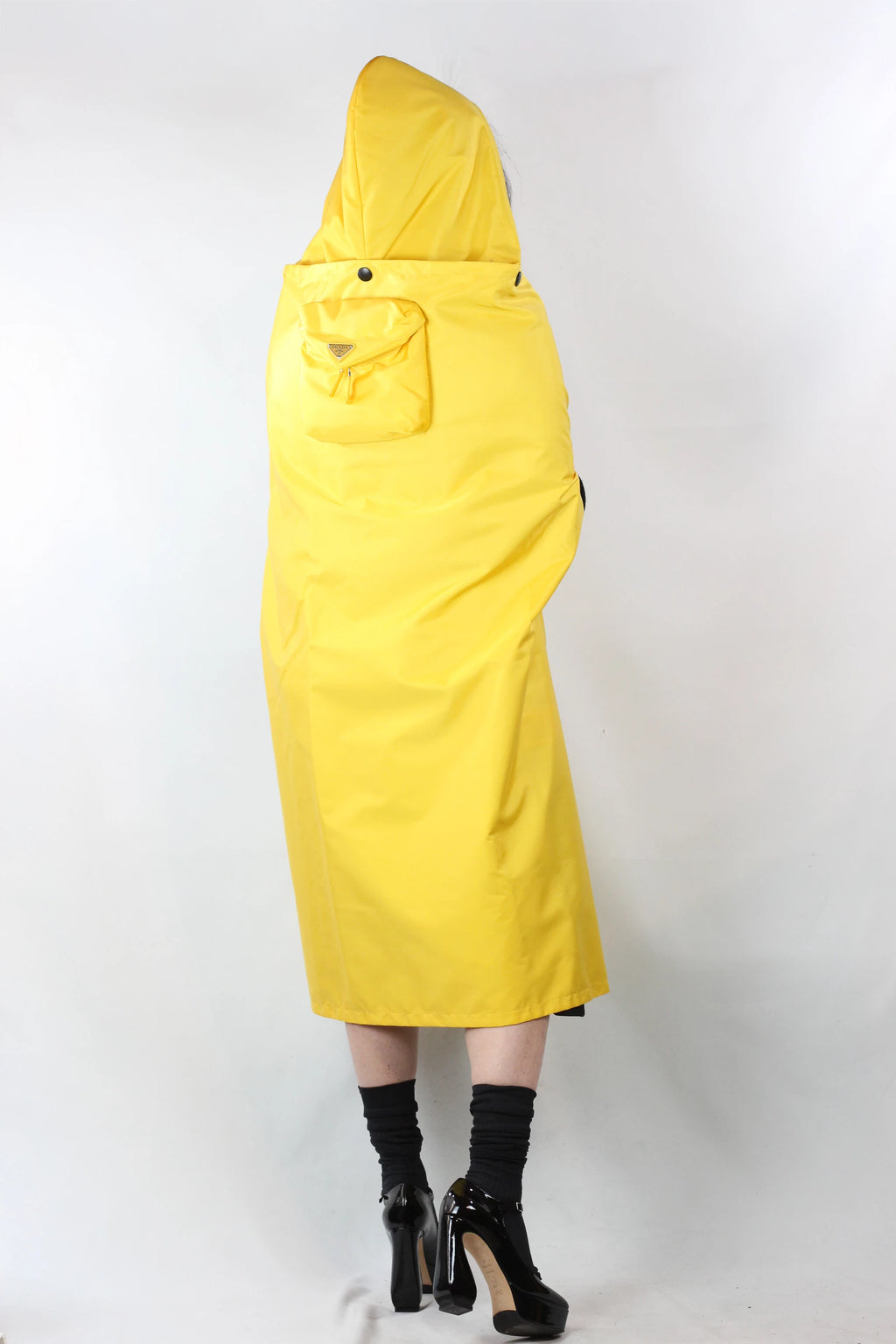 Yellow Nylon Hooded Cape SS2021
