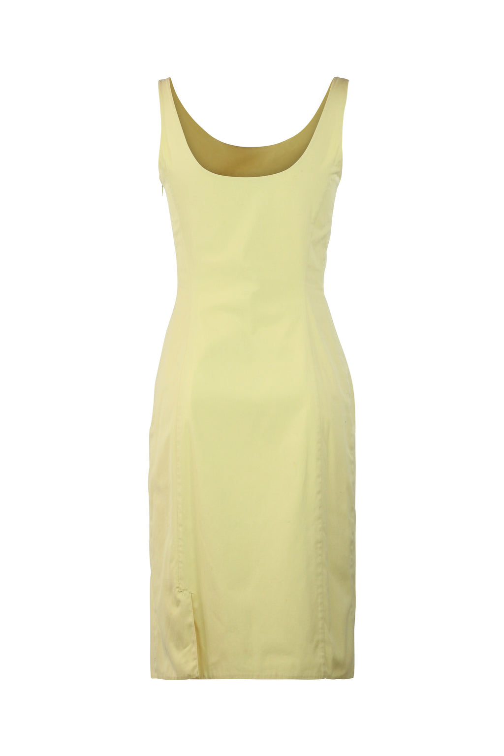 Lemon Yellow Cotton Stretch Sheath Dres
