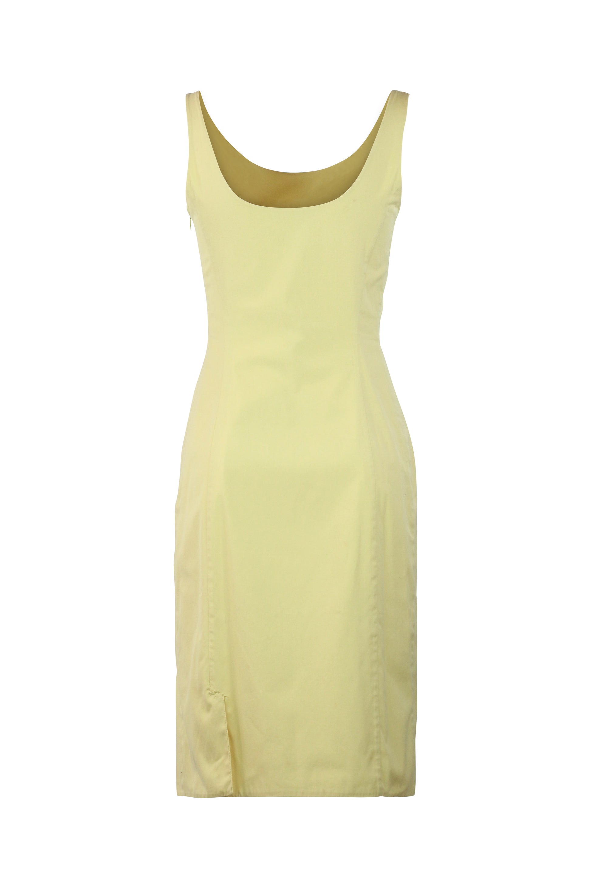 Lemon Yellow Cotton Stretch Sheath Dres