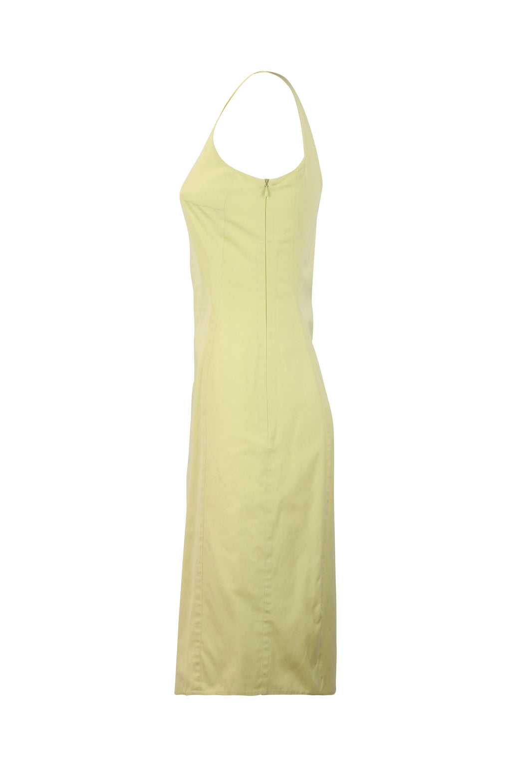 Lemon Yellow Cotton Stretch Sheath Dres