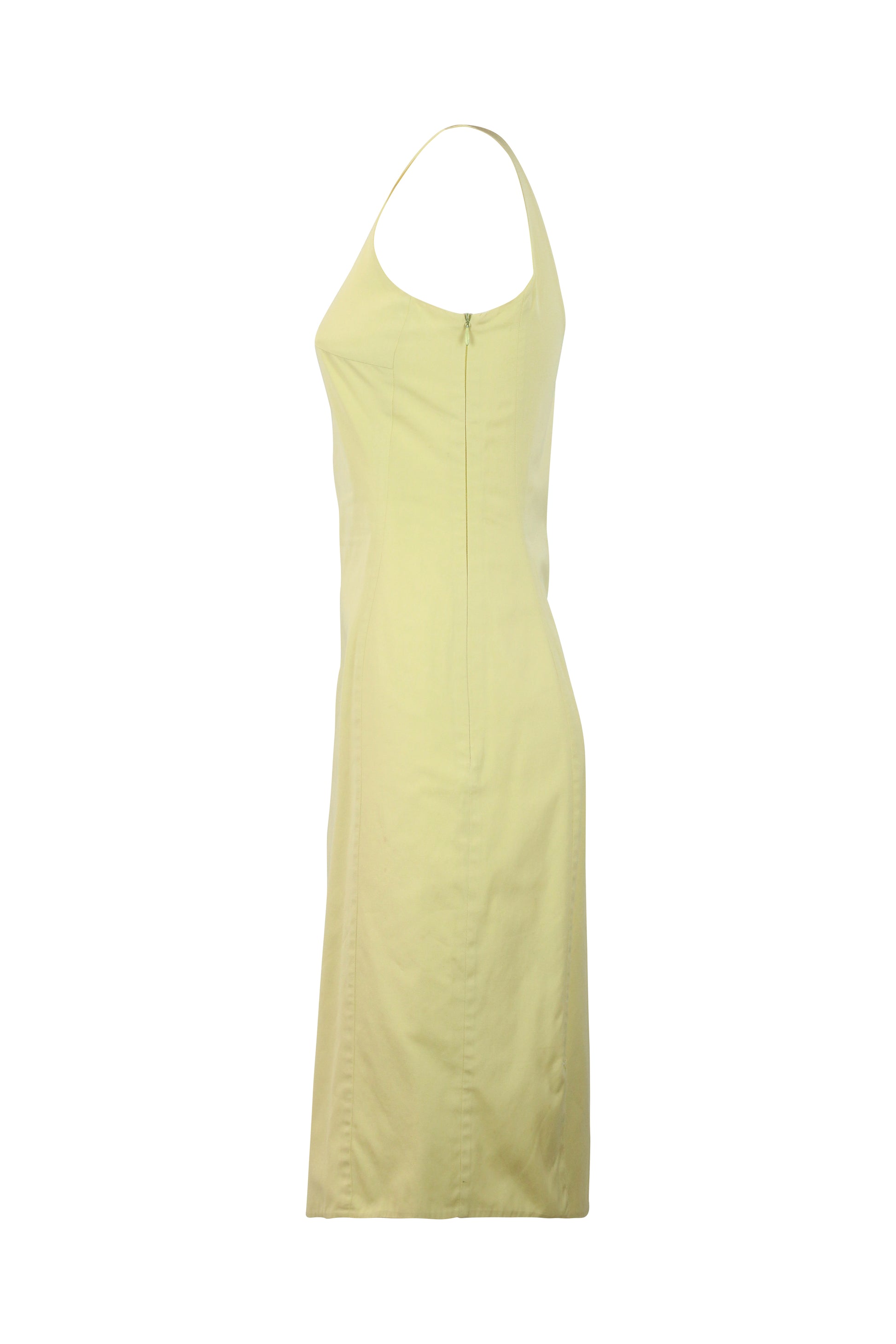 Lemon Yellow Cotton Stretch Sheath Dres