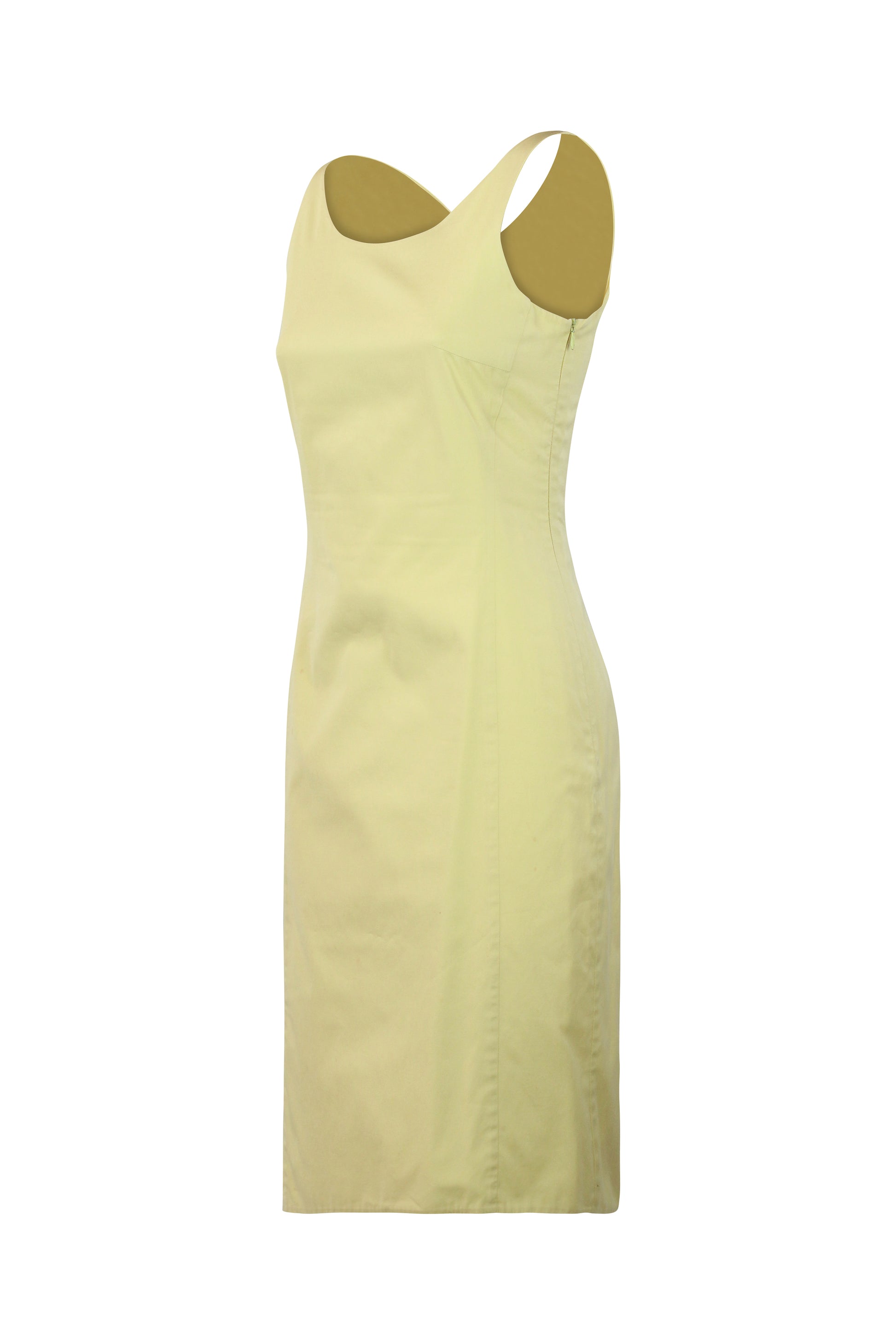 Lemon Yellow Cotton Stretch Sheath Dres