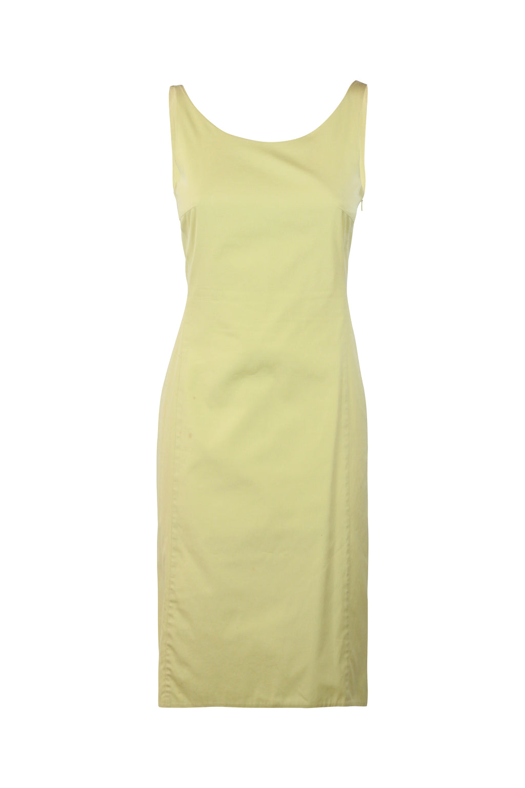 Lemon Yellow Cotton Stretch Sheath Dres