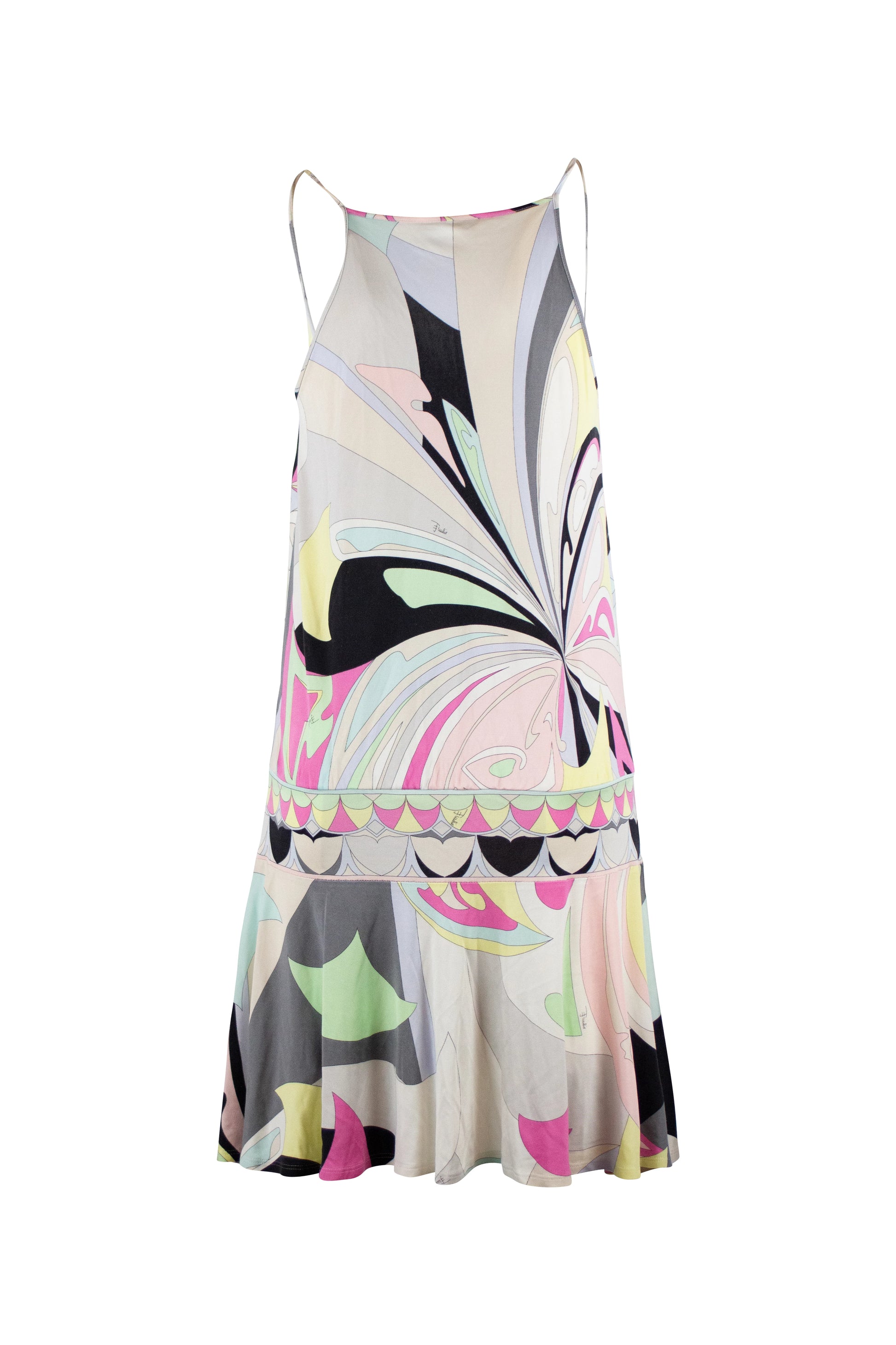 Silk Mini Dress with Iconic Print