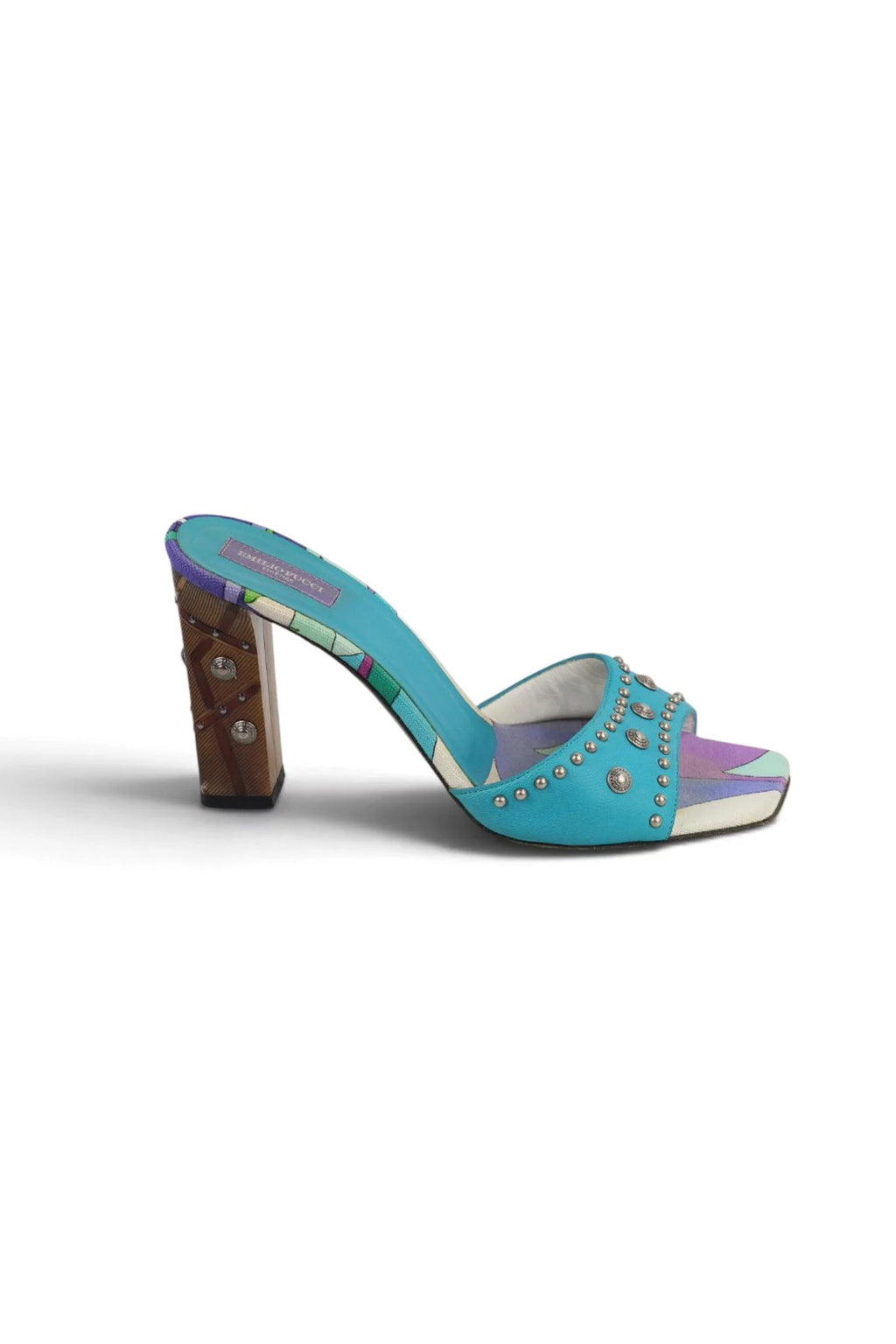 Studded Block Heel Mule Sandals