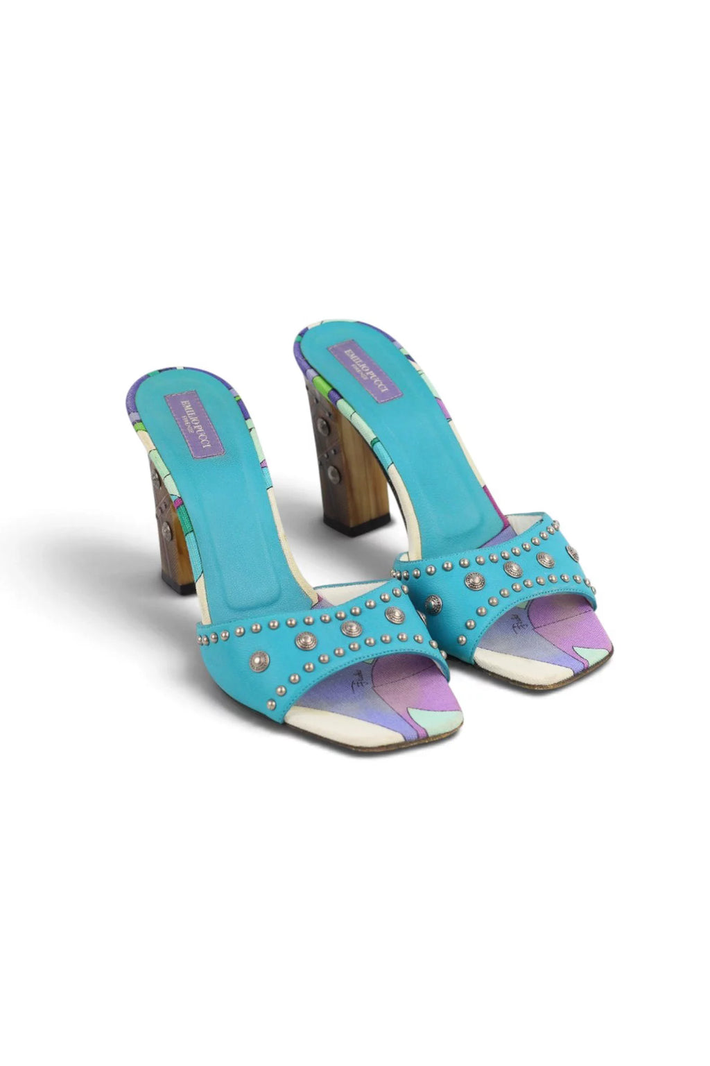 Studded Block Heel Mule Sandals