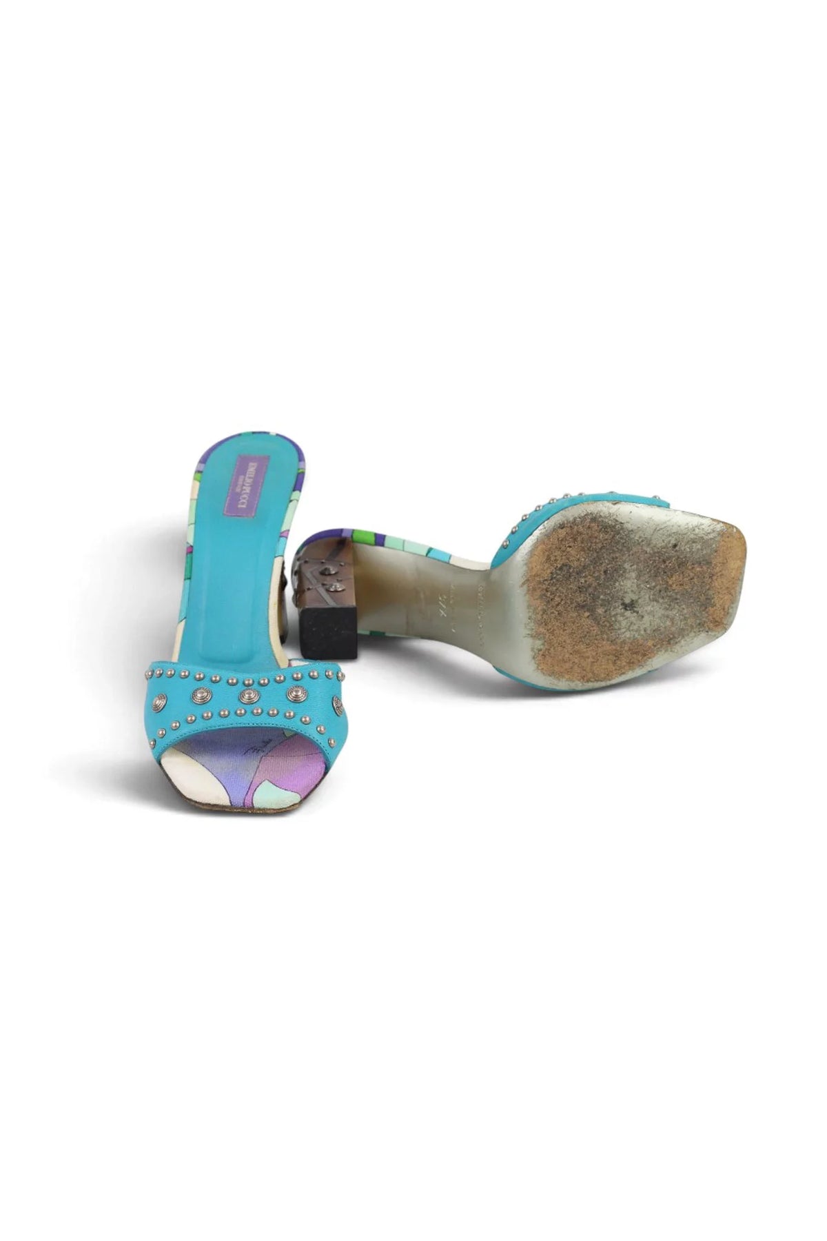 Studded Block Heel Mule Sandals
