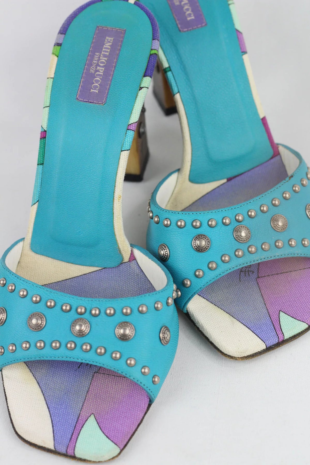 Studded Block Heel Mule Sandals