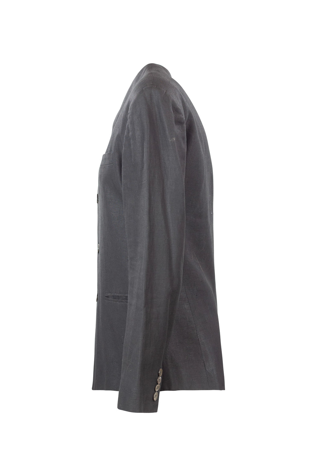 Black Linen Collarless Blazer