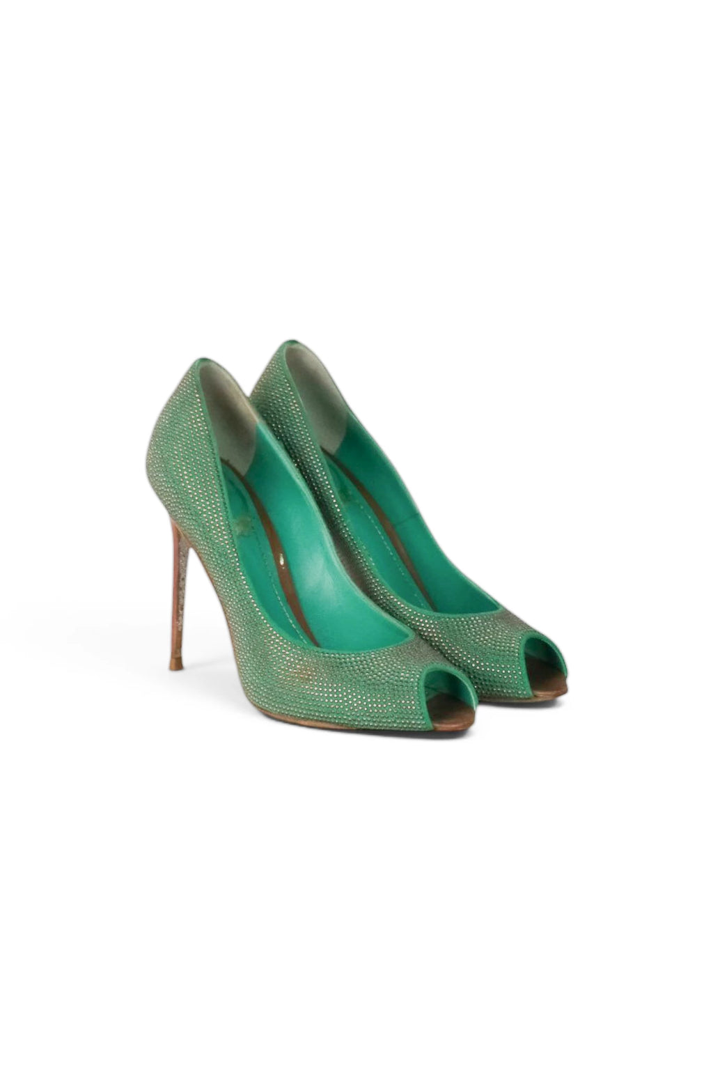 Glitter Peep-Toe Stiletto Pumps