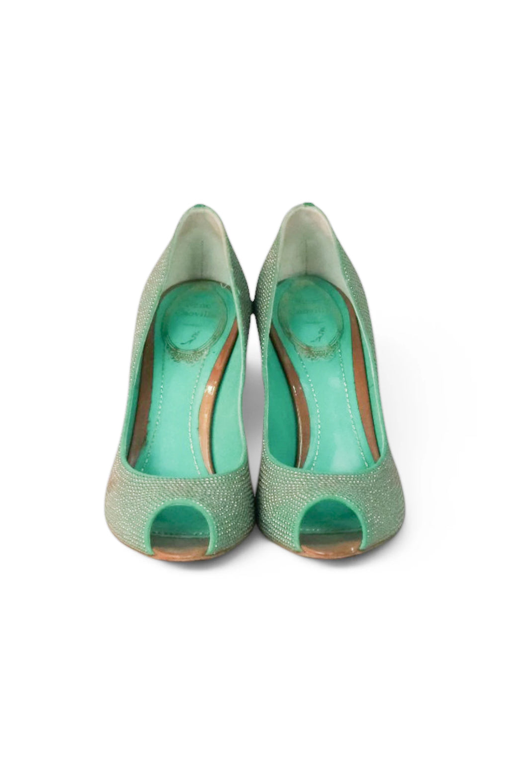 Glitter Peep-Toe Stiletto Pumps